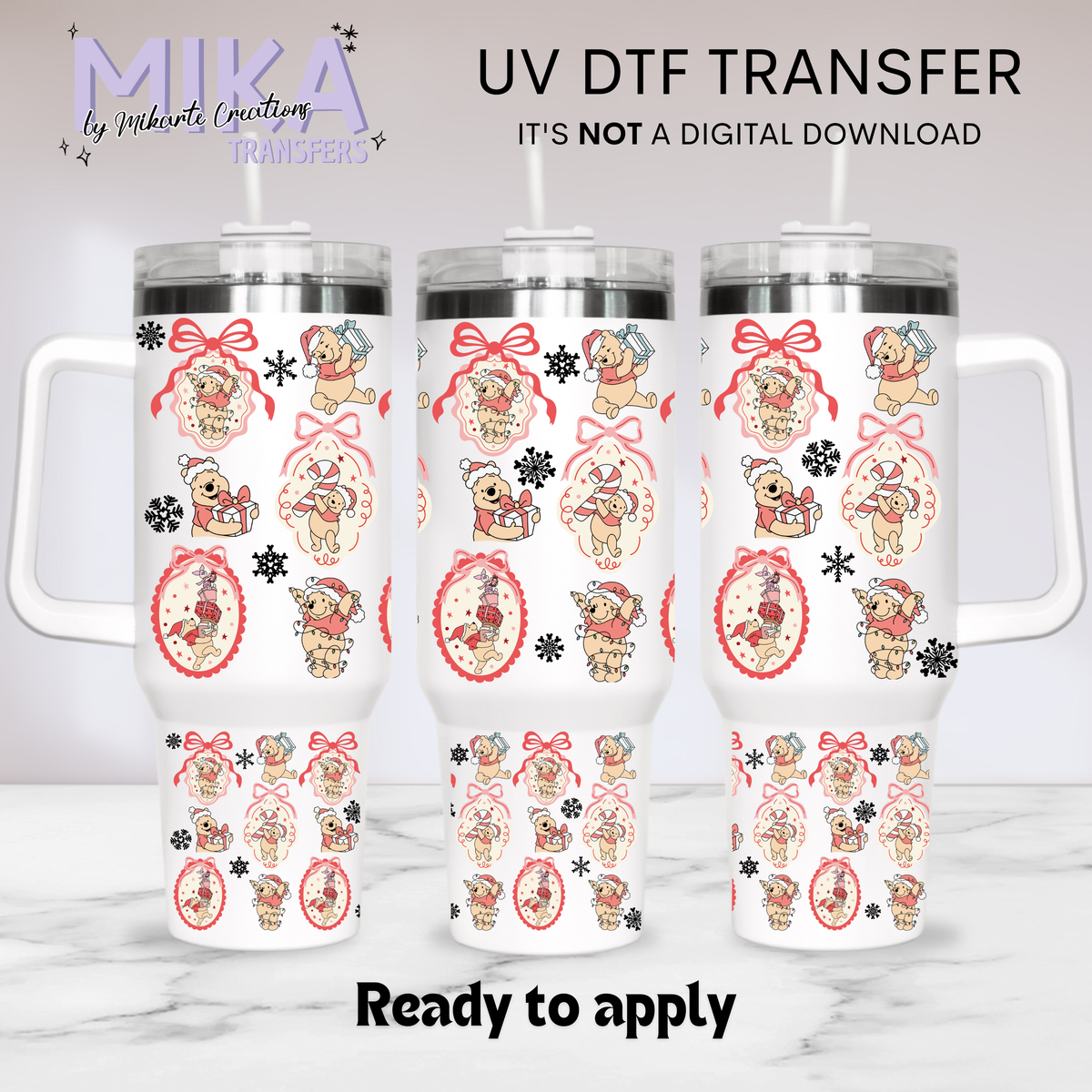 Pooh Xmas | UV DTF 40oz Tumber