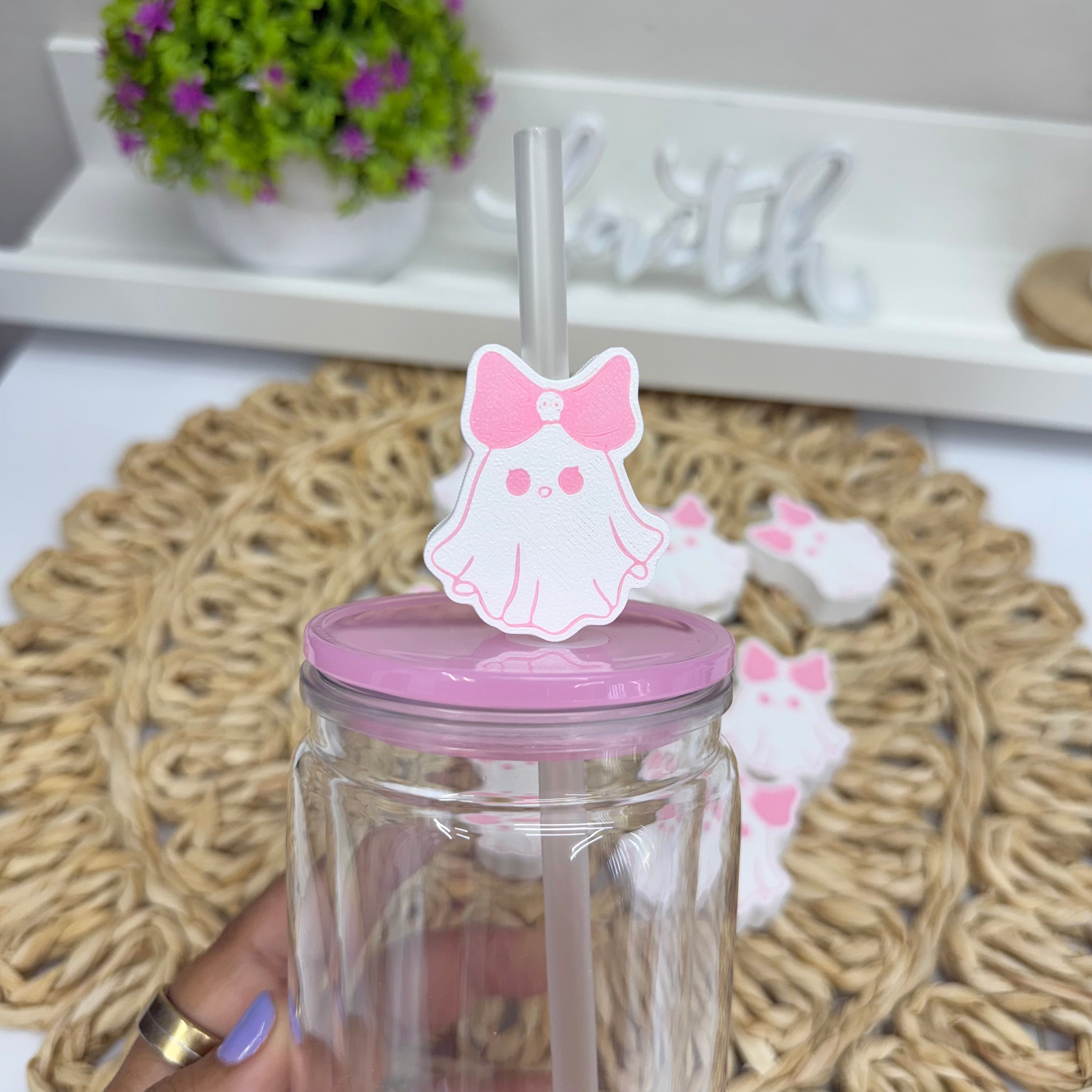 Ghost Bow 3D Straw Topper