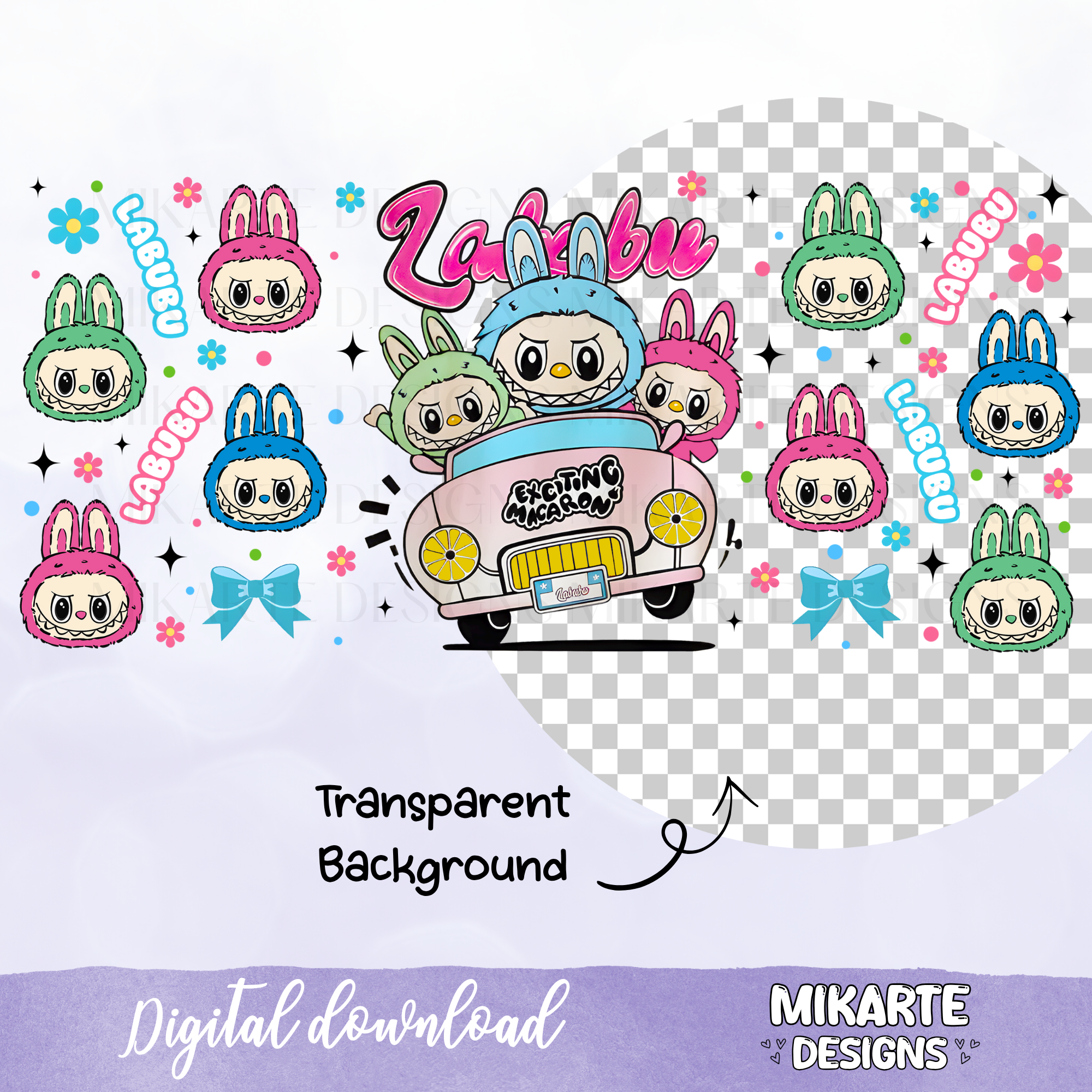 Colorful Cartoon | 16oz Glass Can PNG Digital Design