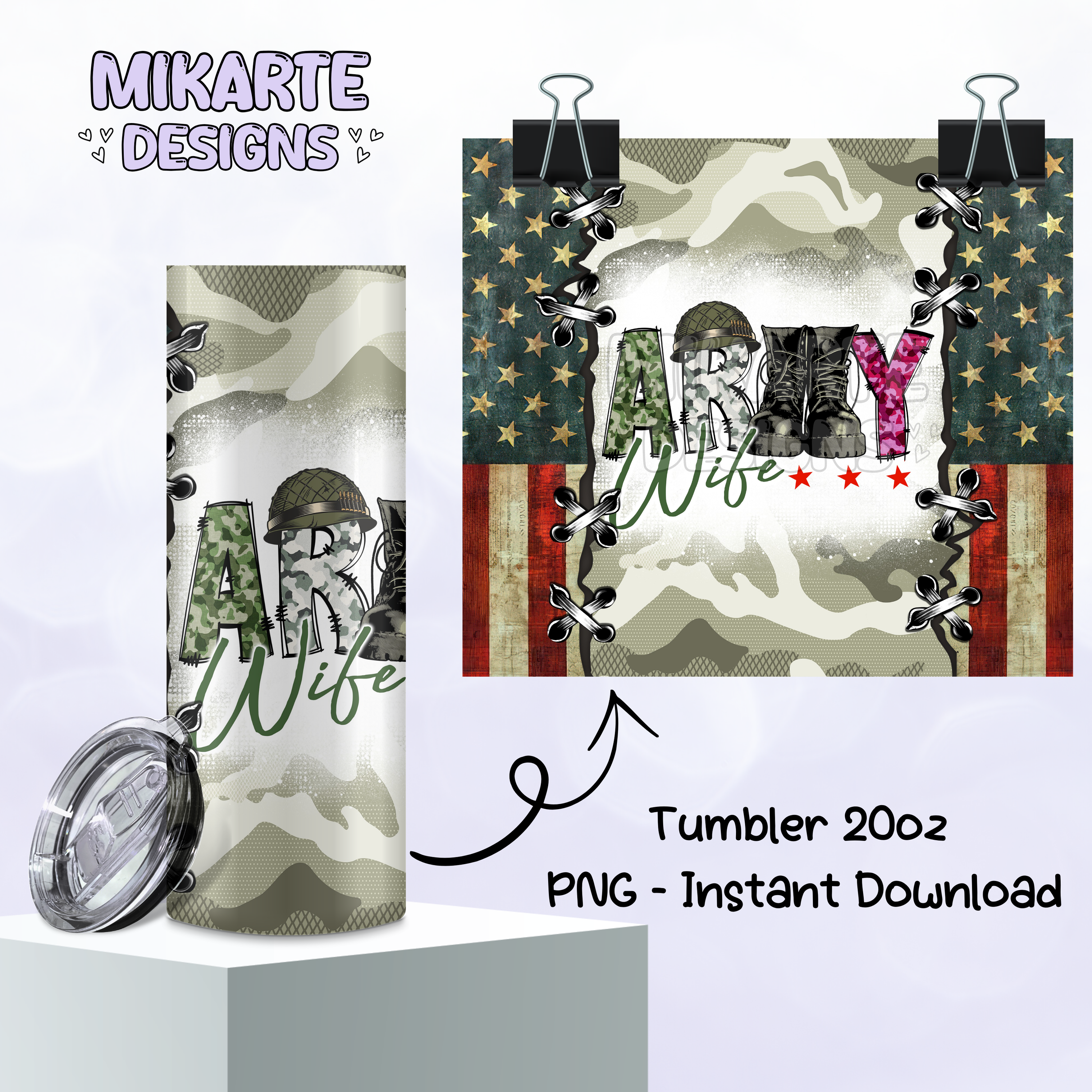 Esposa de Militar | Diseño Digital PNG para Vaso Térmico