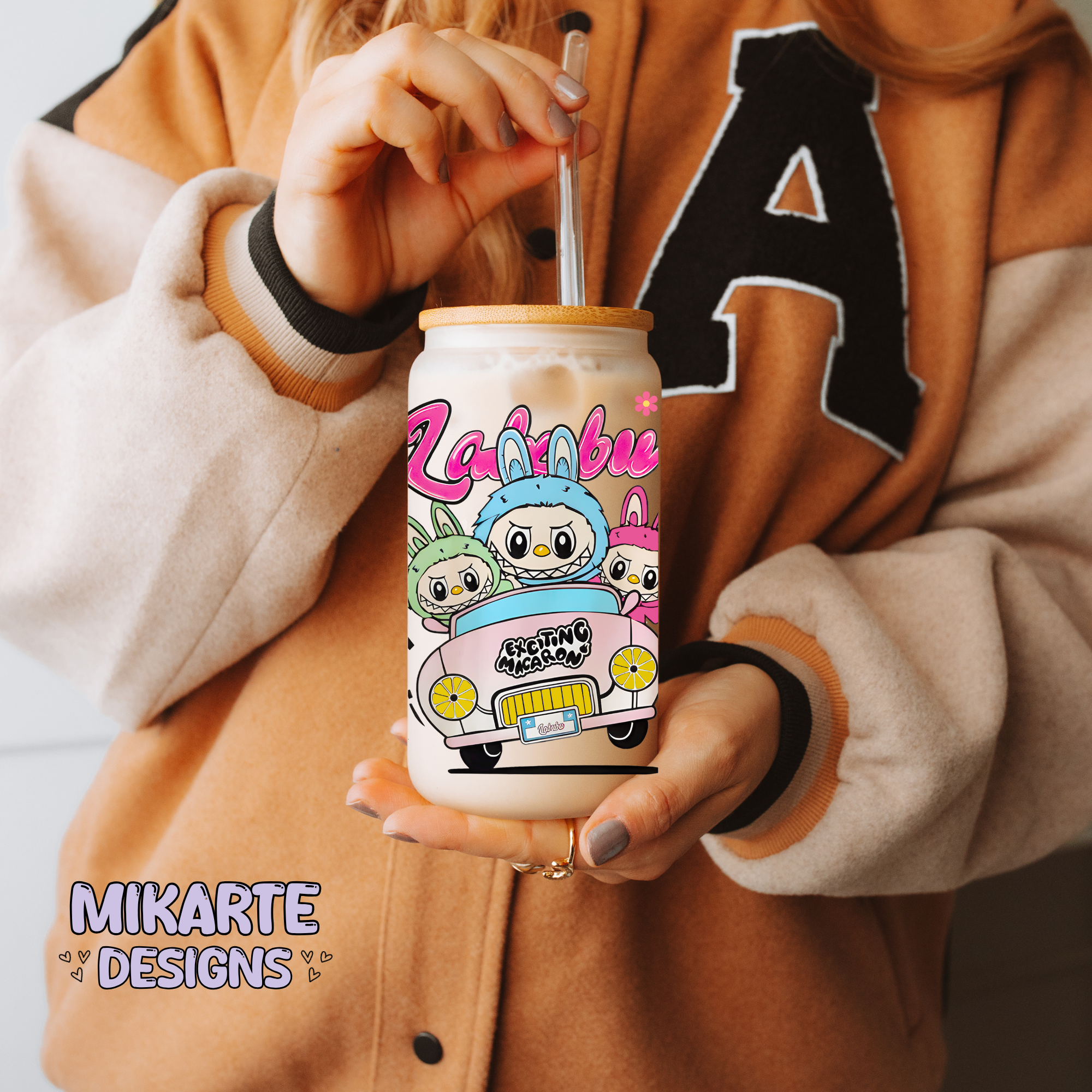 Colorful Cartoon | 16oz Glass Can PNG Digital Design