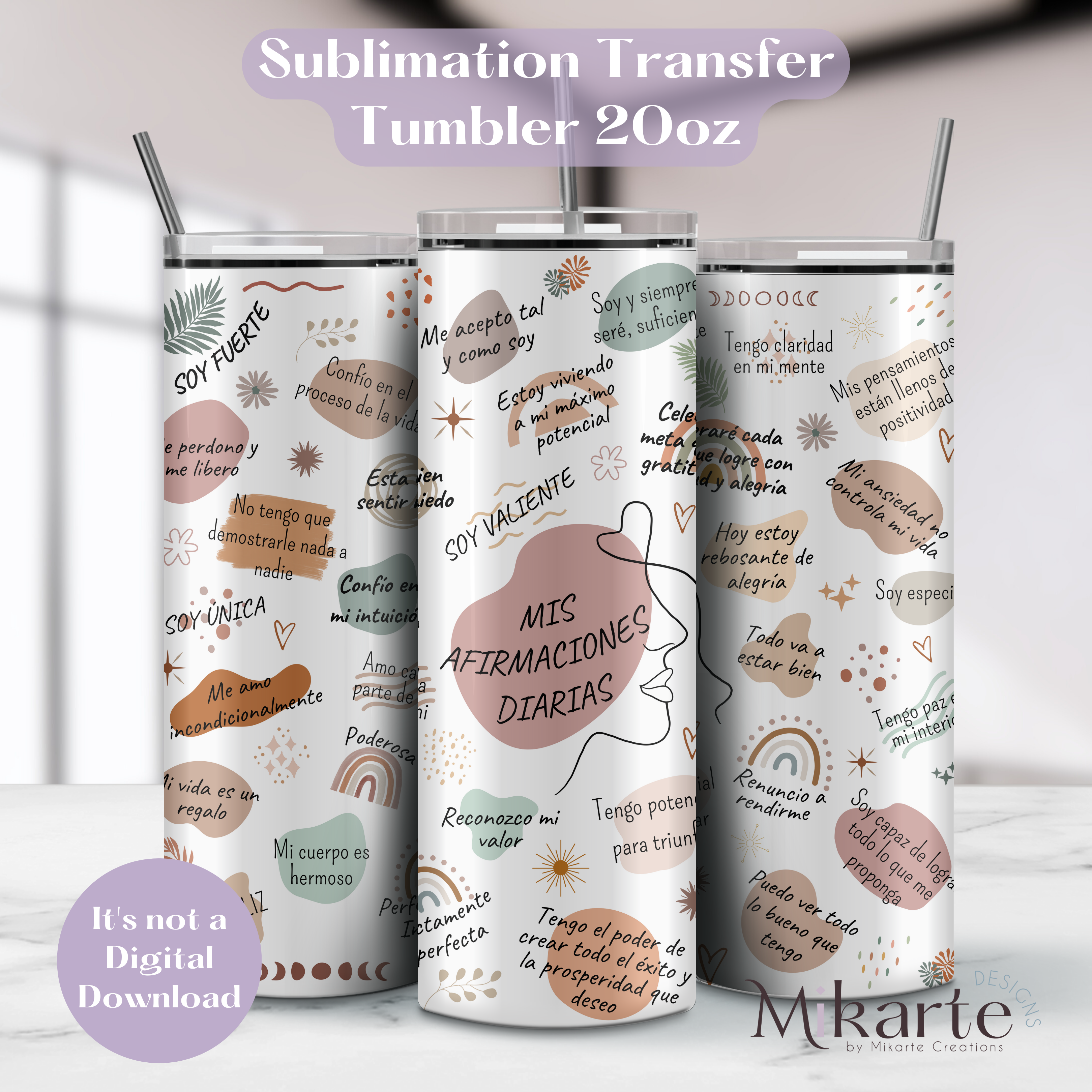 Afirmaciones Diarias - Tumbler Sublimation Transfer