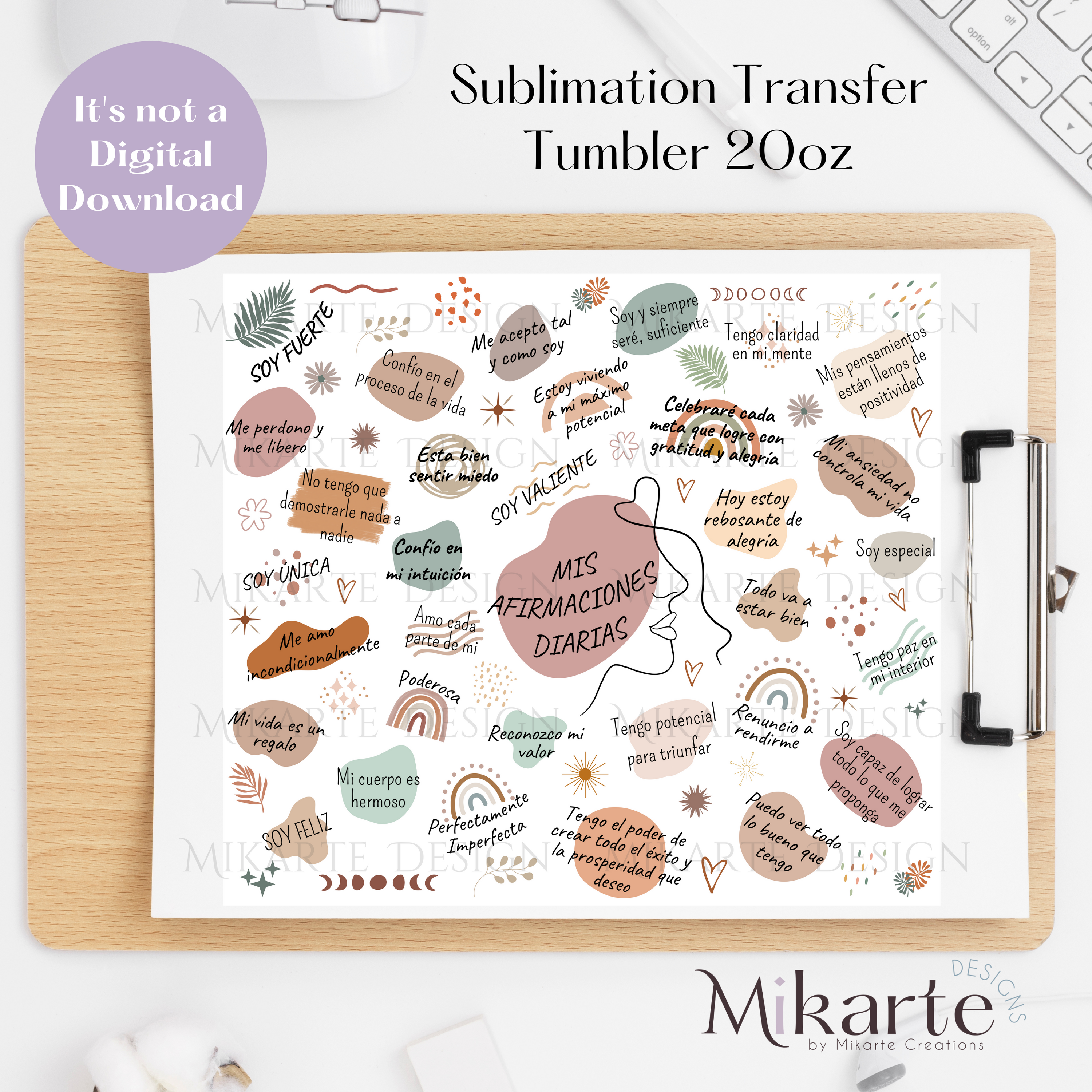 Afirmaciones Diarias - Tumbler Sublimation Transfer