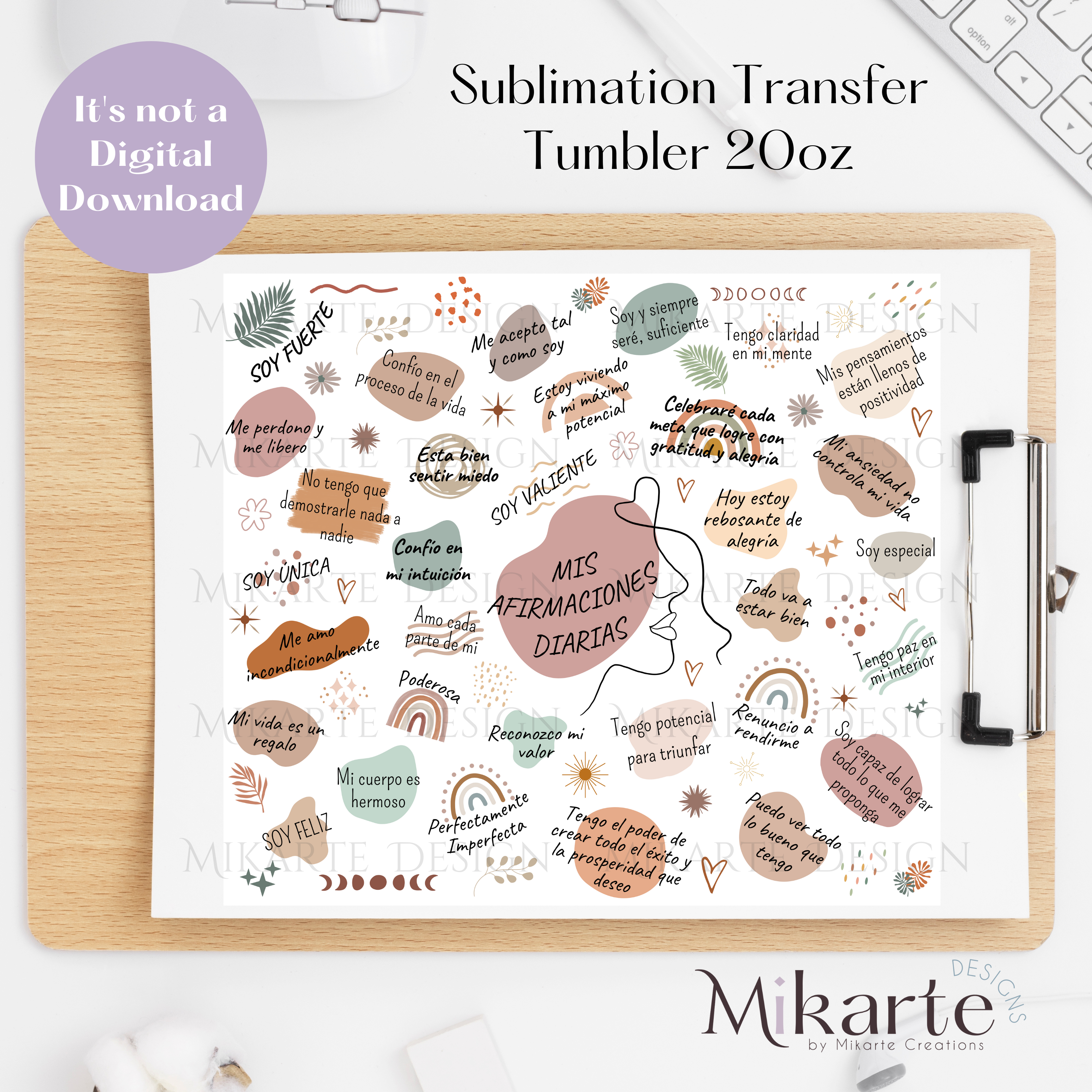 Afirmaciones Diarias - Tumbler Sublimation Transfer