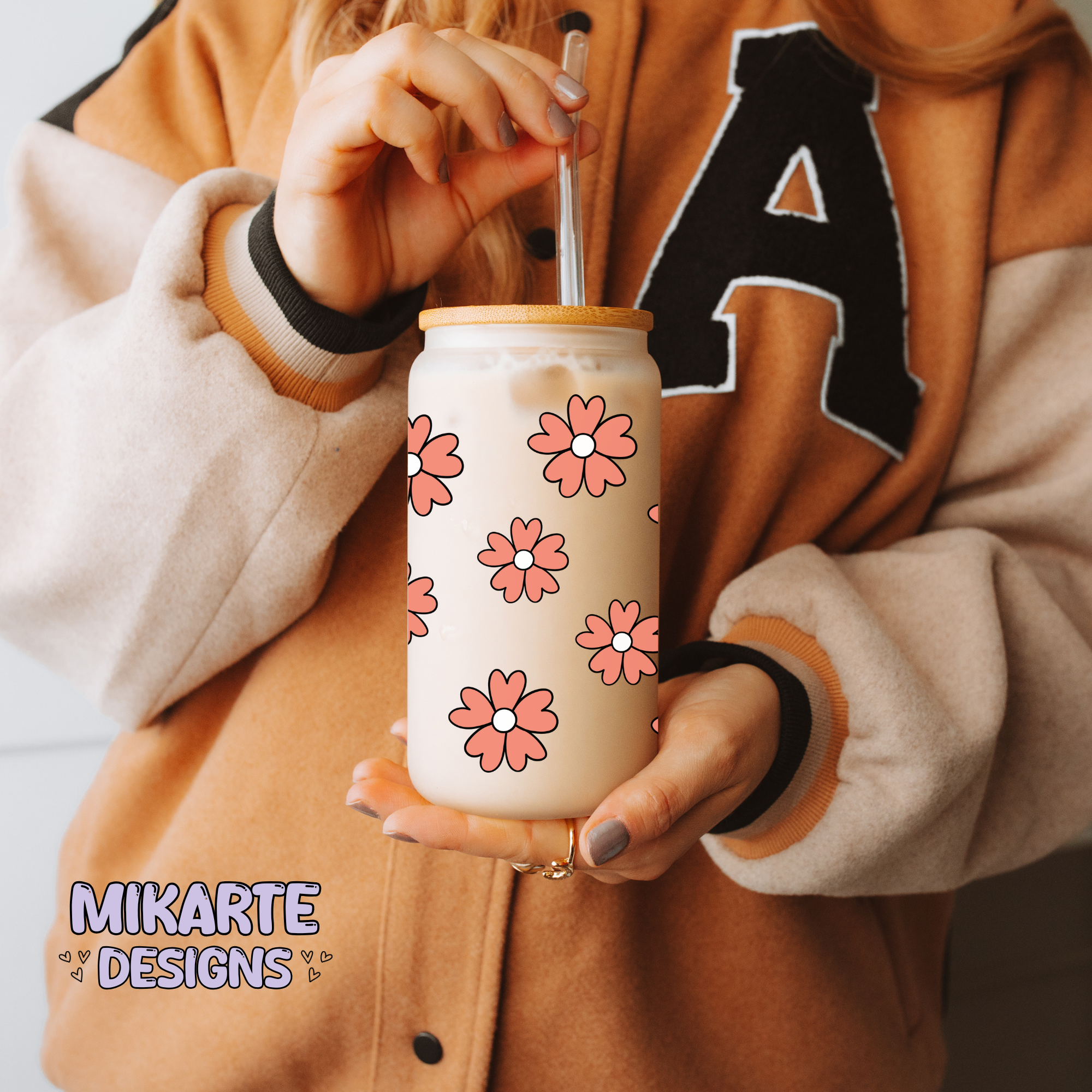 Spring Flowers | 16oz Glass Can PNG Digital Design