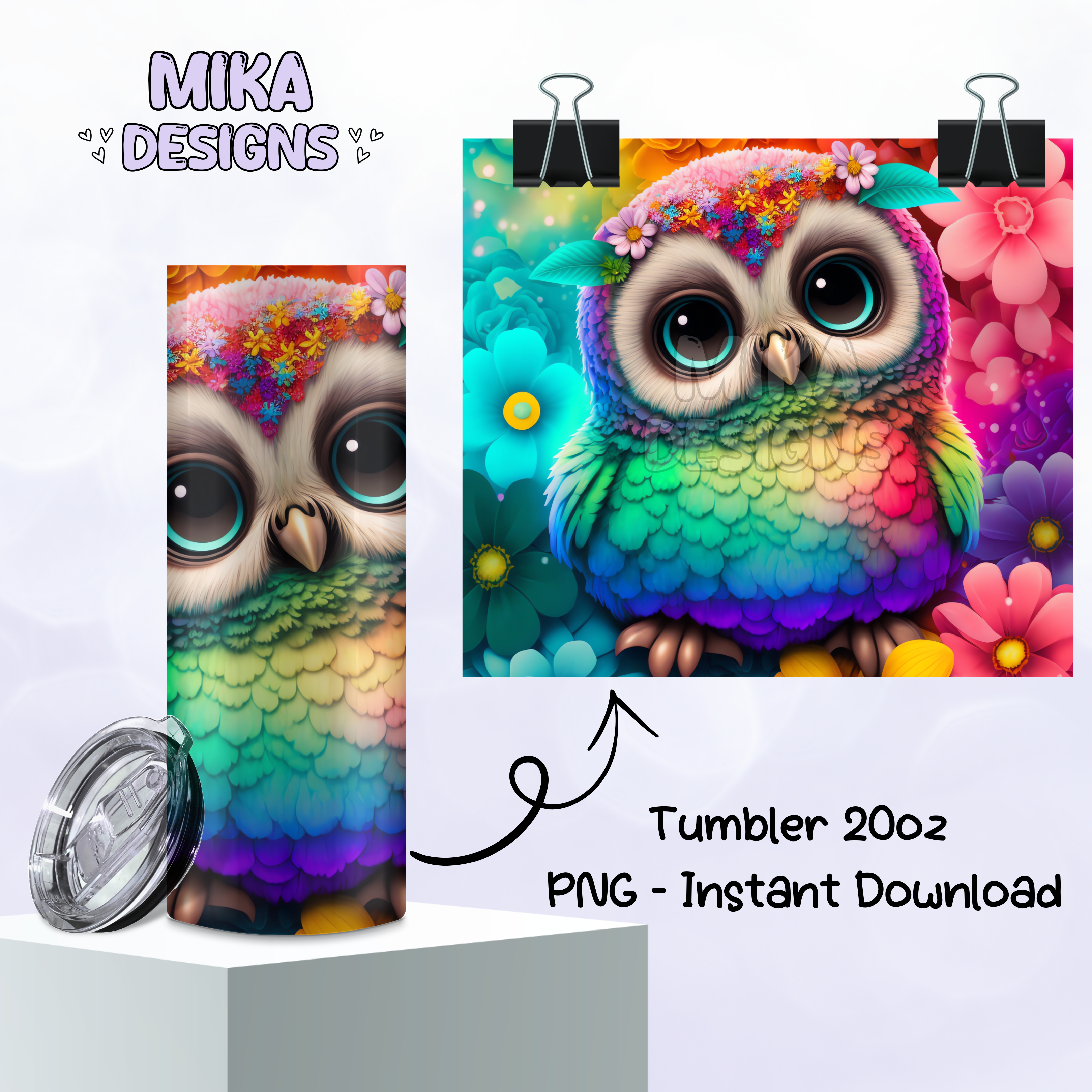 Colorful Owl | Tumbler PNG Digital Design