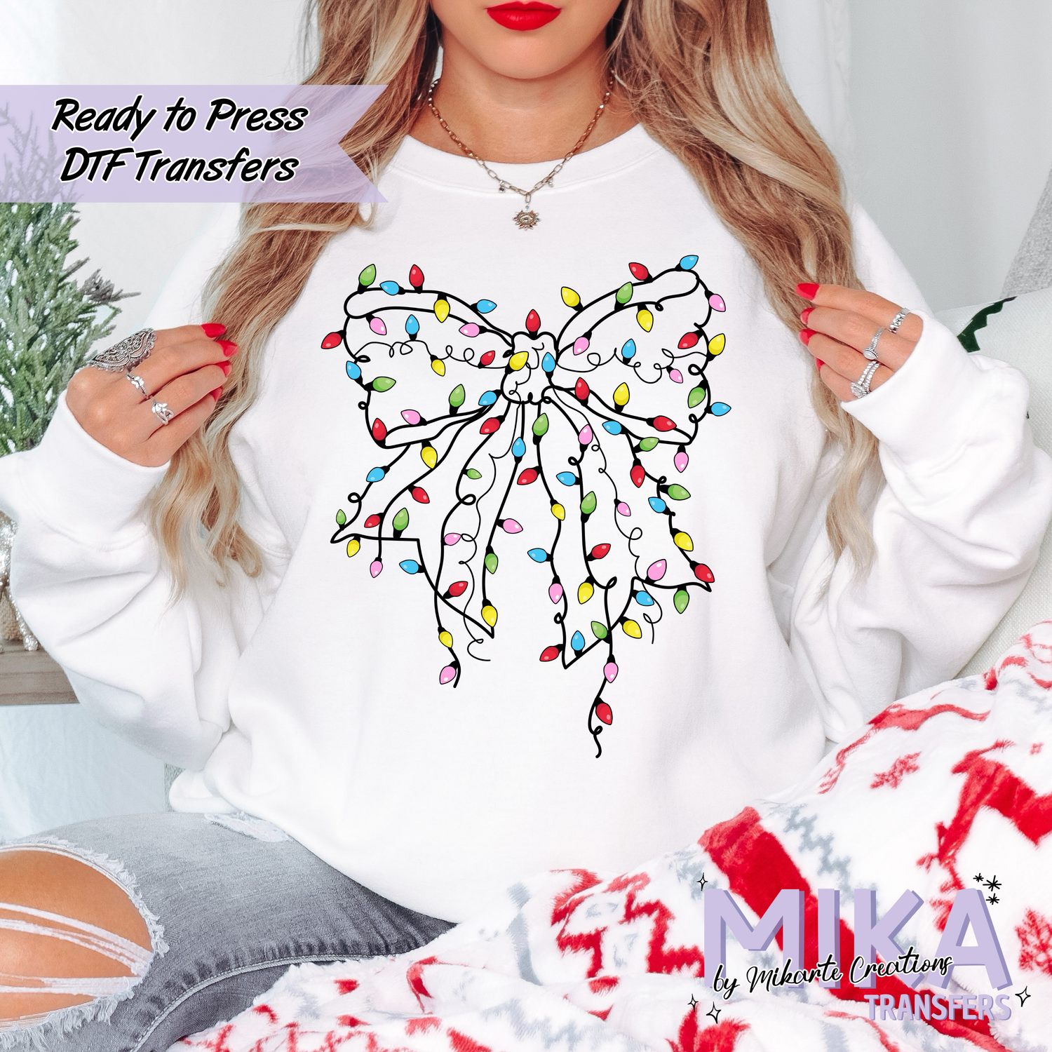 Bow Christmas lights | DTF transfers