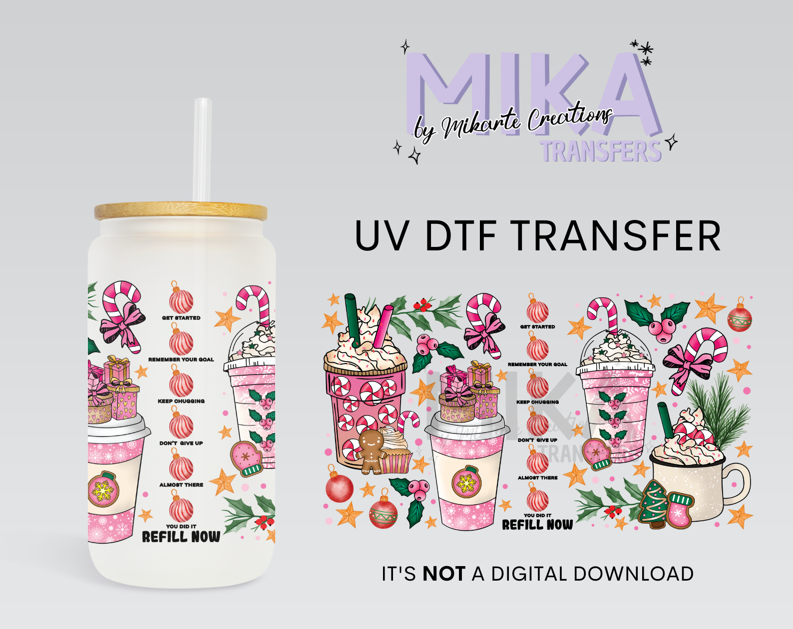 Christmas Pink Drinks | UV DTF Wrap