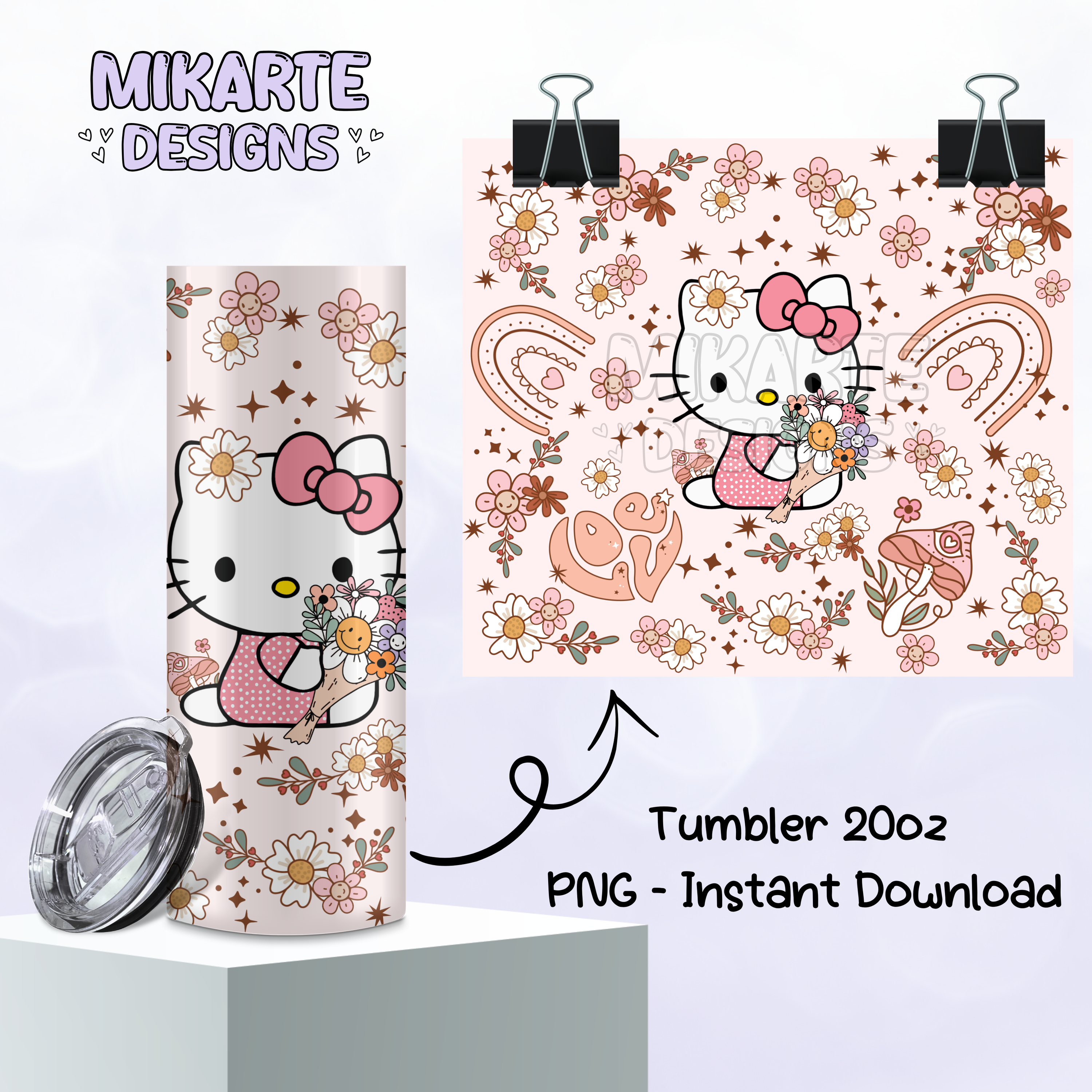 Gato Lindo | Diseño Digital PNG para Vaso Térmico