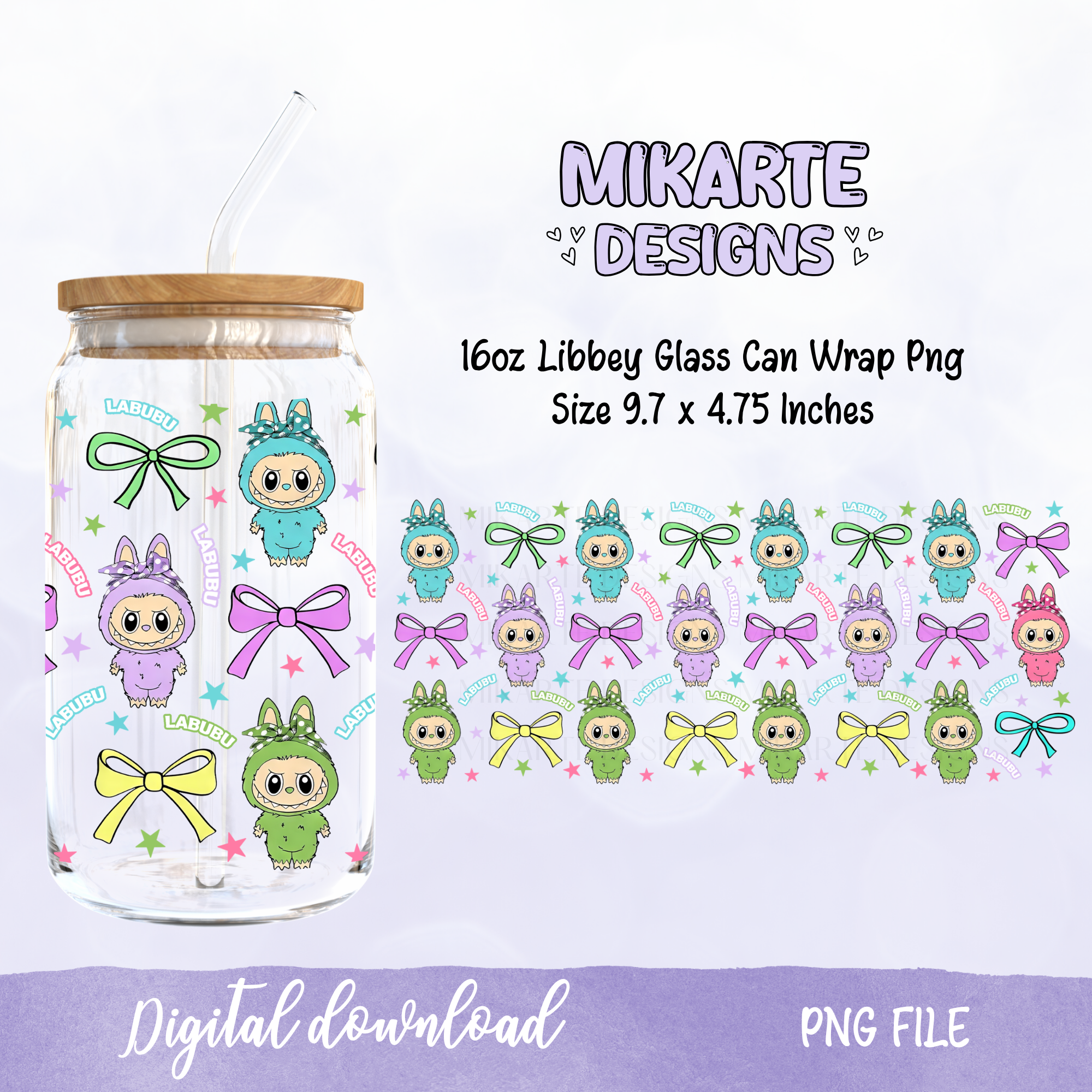 LB Cartoon | 16oz Glass Can PNG Digital Design