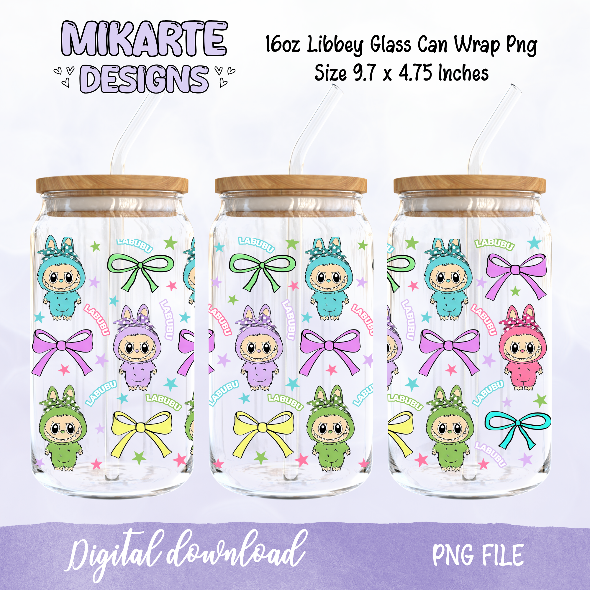 LB Cartoon | 16oz Glass Can PNG Digital Design