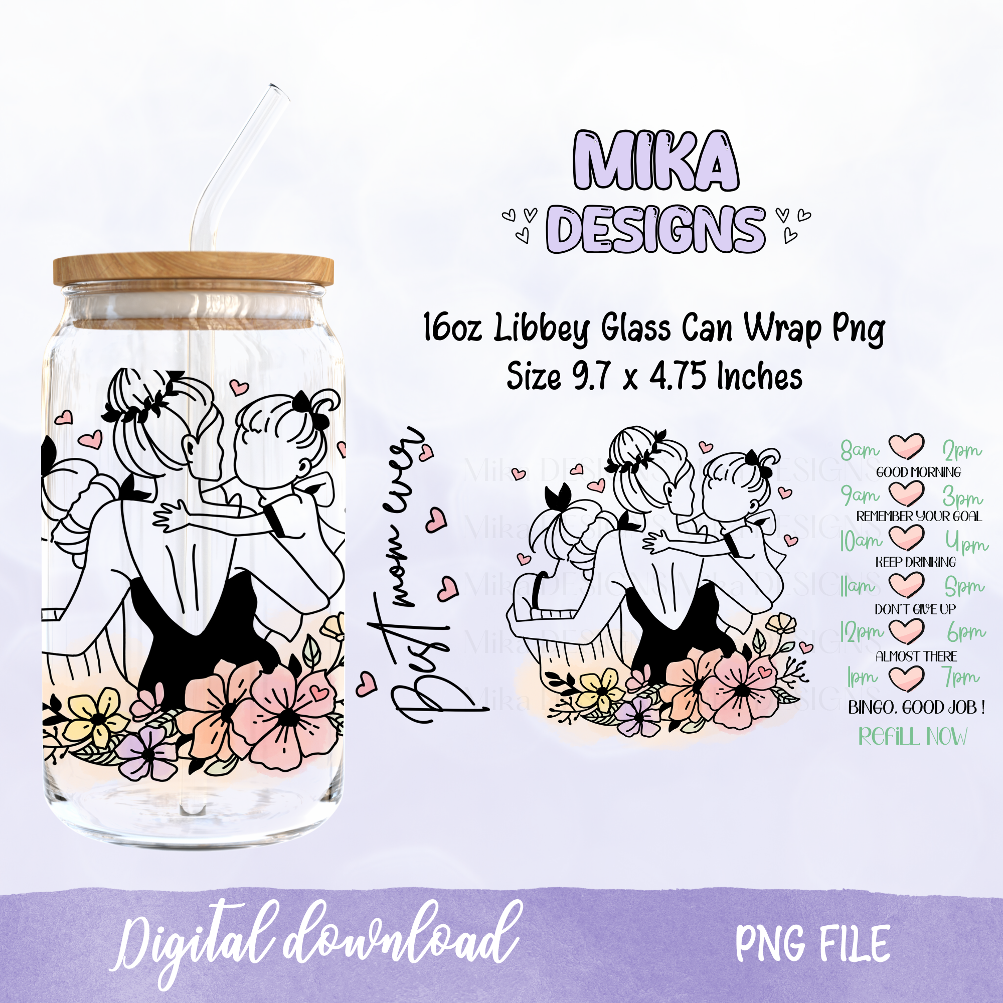 Best mom Ever | 16oz Glass Can PNG Digital Design