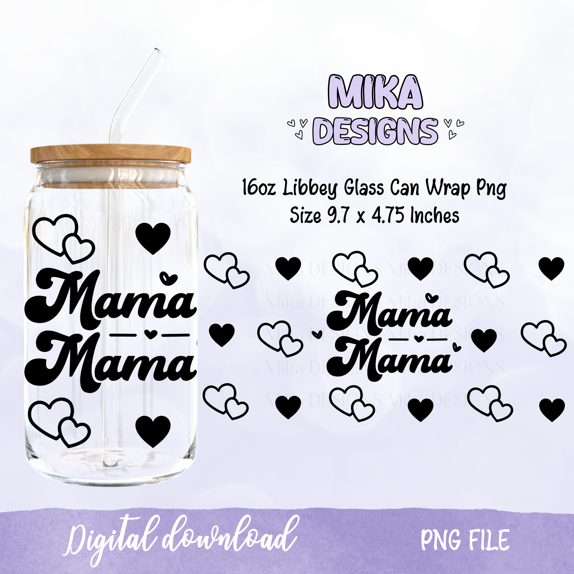 Mama | 16oz Glass Can PNG Digital Design