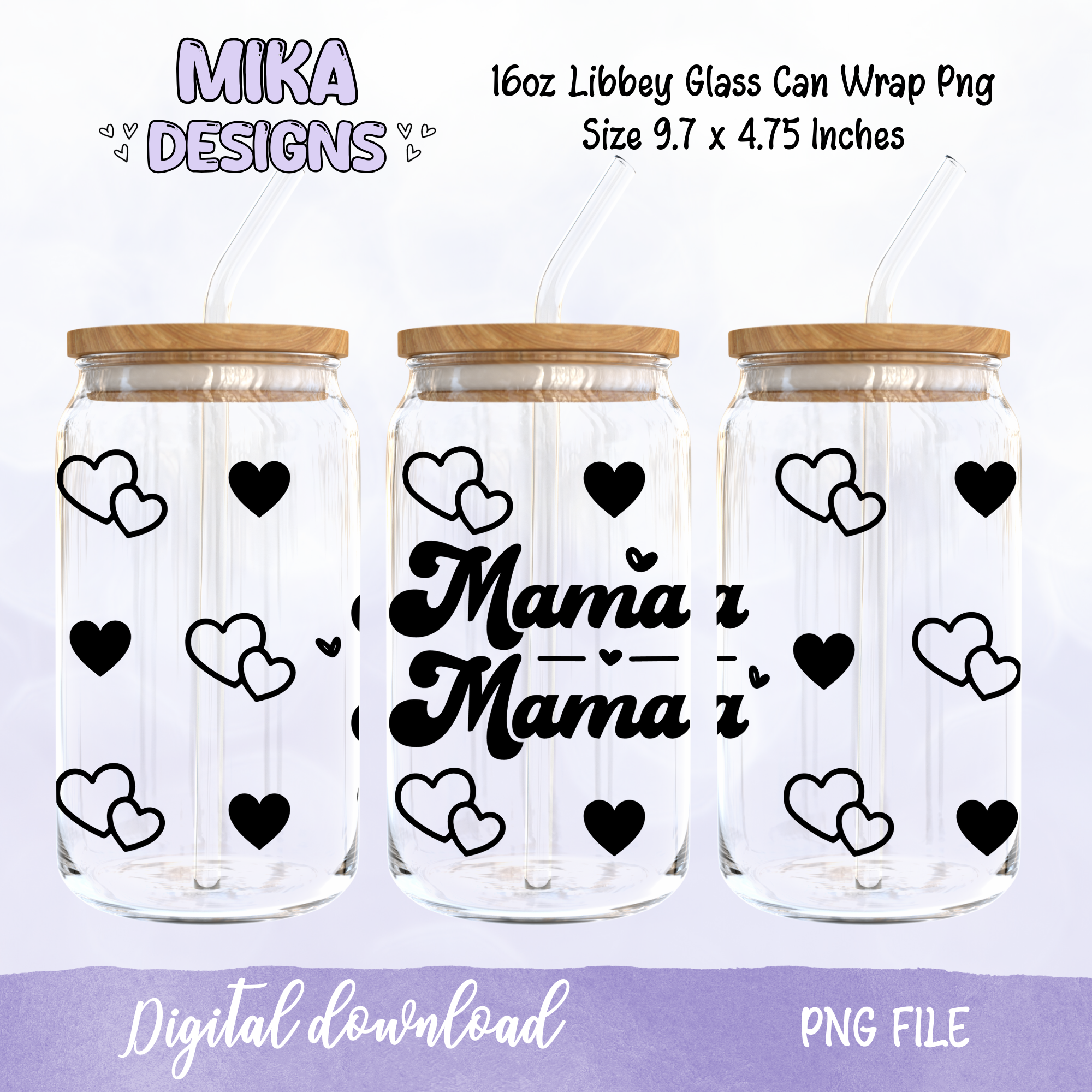 Mama | 16oz Glass Can PNG Digital Design