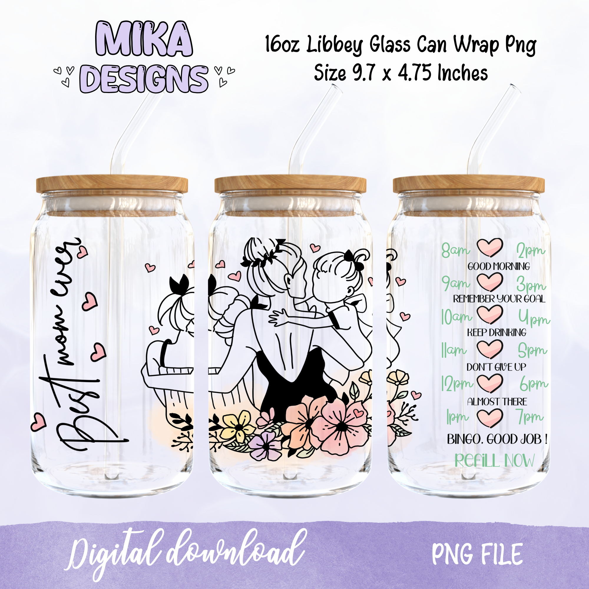 Best mom Ever | 16oz Glass Can PNG Digital Design