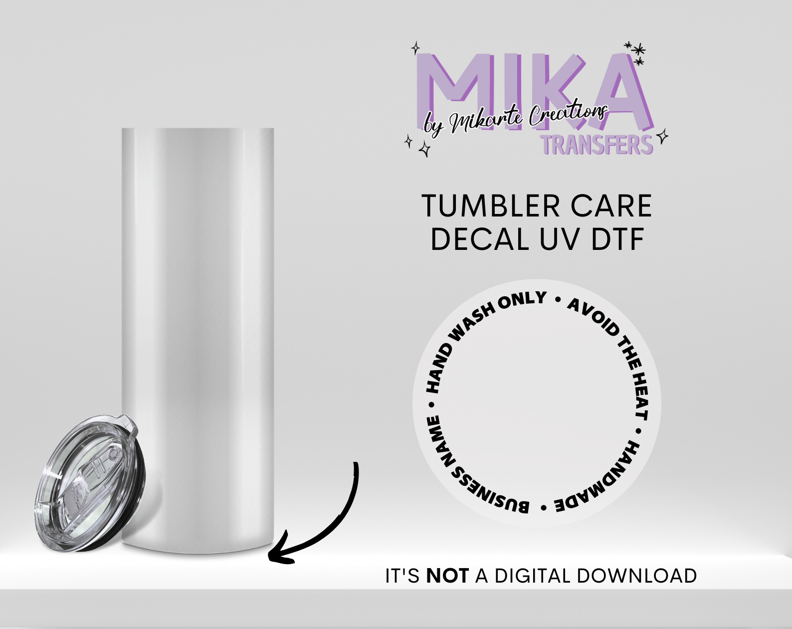 Tumbler Care Decal UV DTF