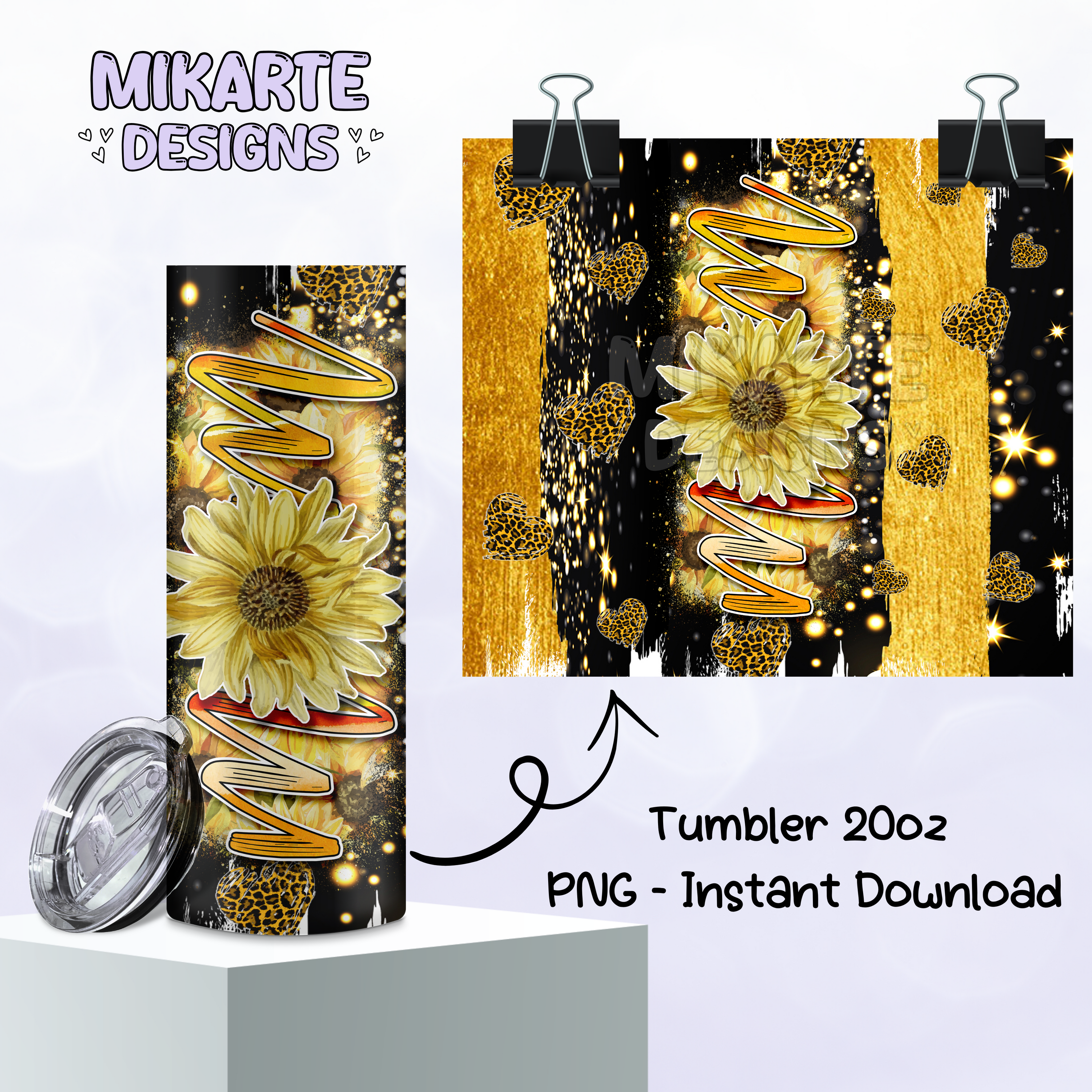 Mamá Girasol | Diseño Digital PNG para Vaso Térmico