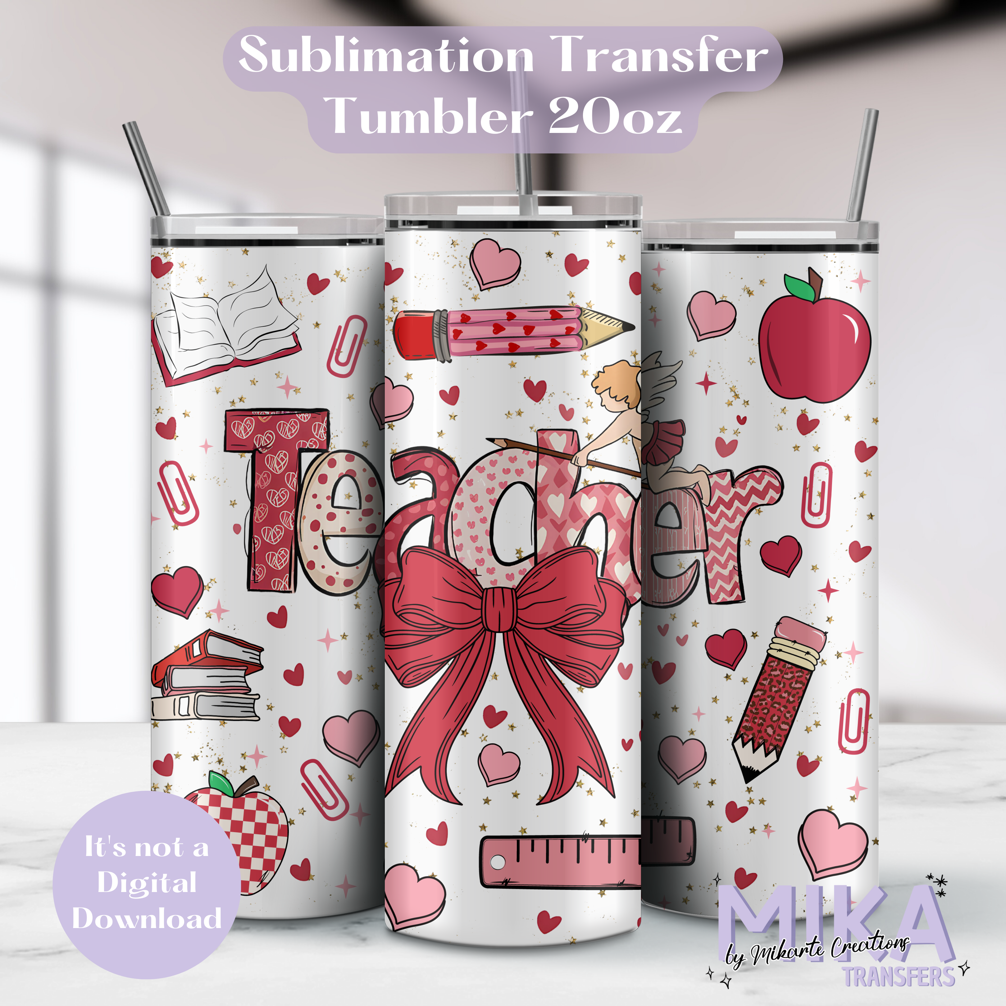 Teacher Valentine Coquette | Tumbler Sublimation Transfer