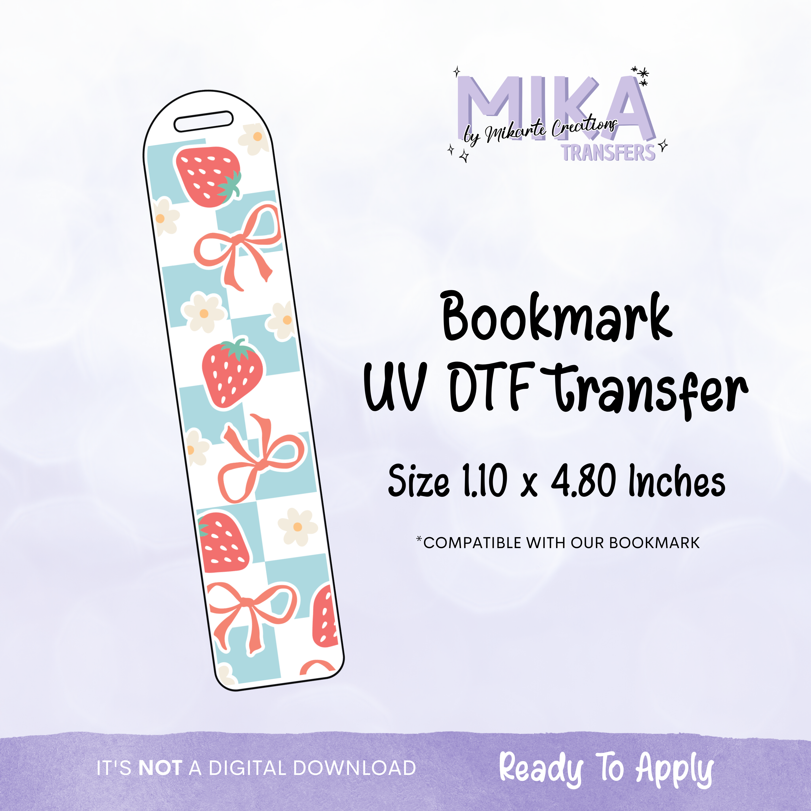 Checkered Strawberry | Bookmark UV DTF