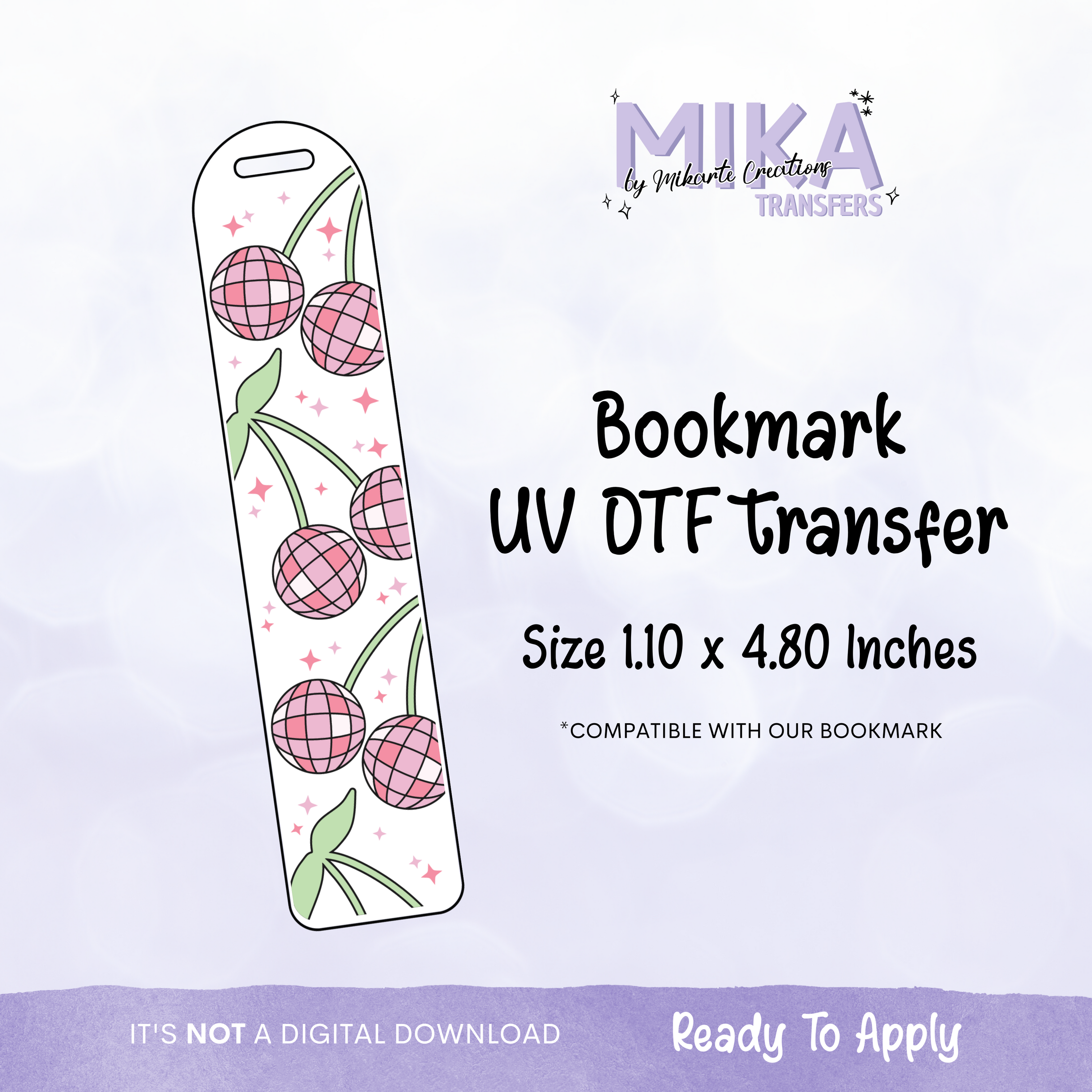Bolas de discoteca de cerezo | Marcapáginas UV DTF