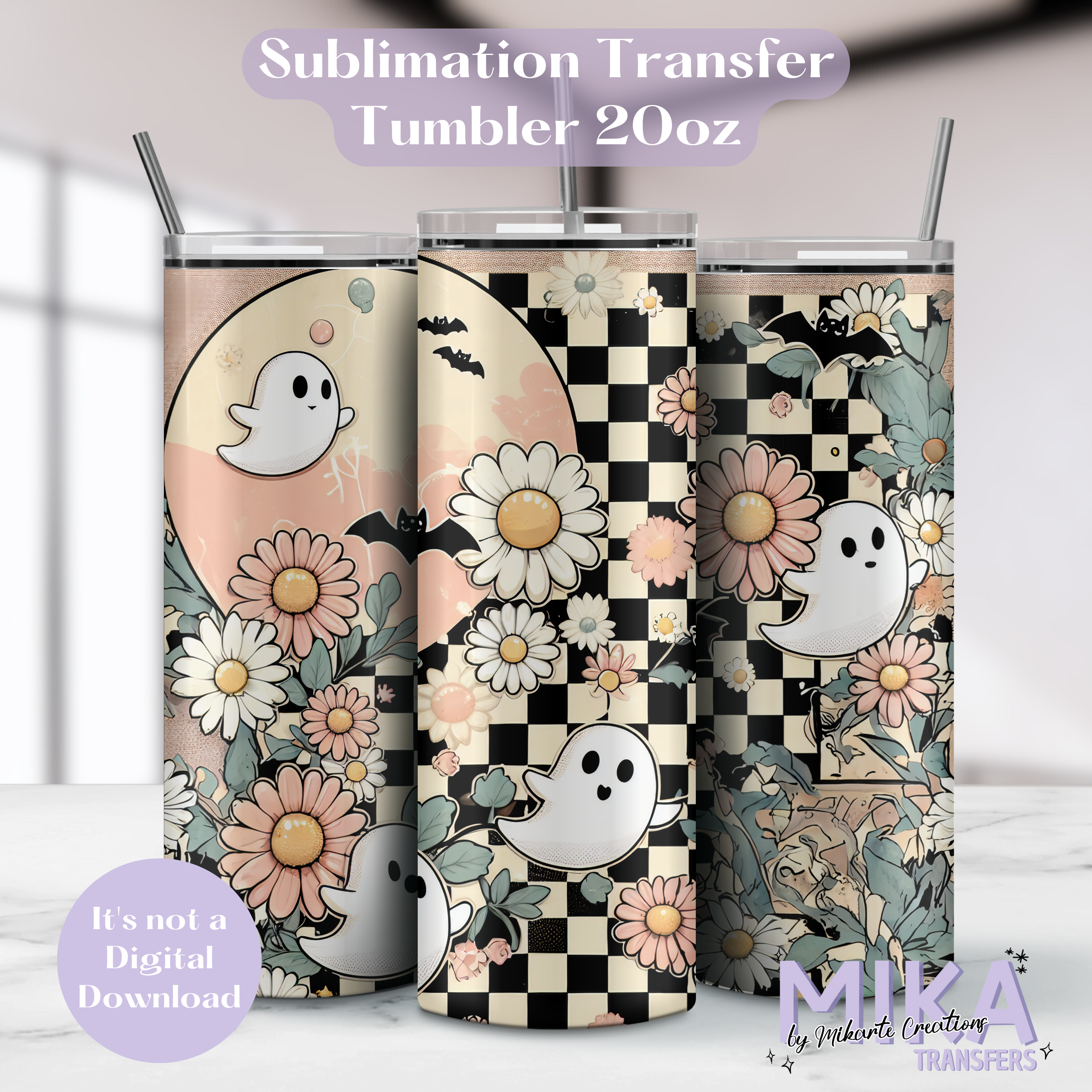Retro Ghost Halloween - Tumbler Sublimation Transfer