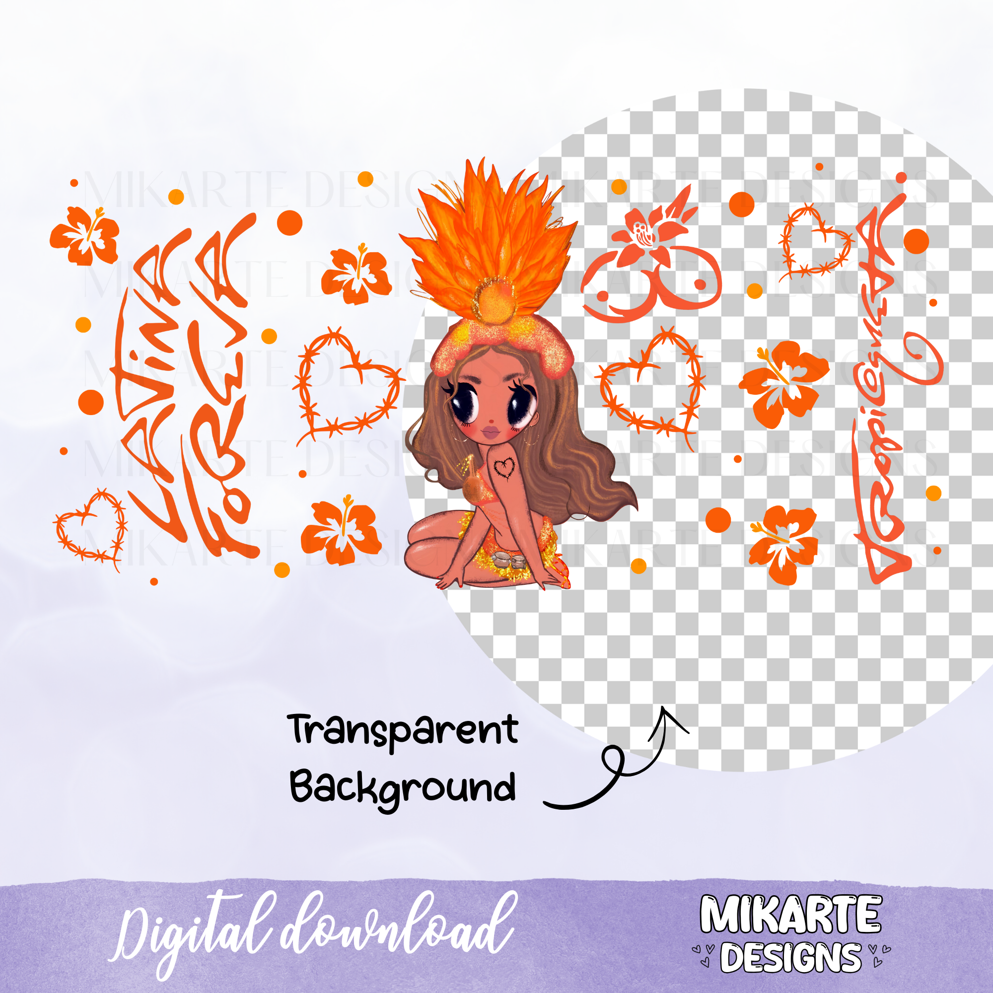 Karol G Tropicoqueta | Diseño Digital PNG de Vaso de Vidrio de 16oz