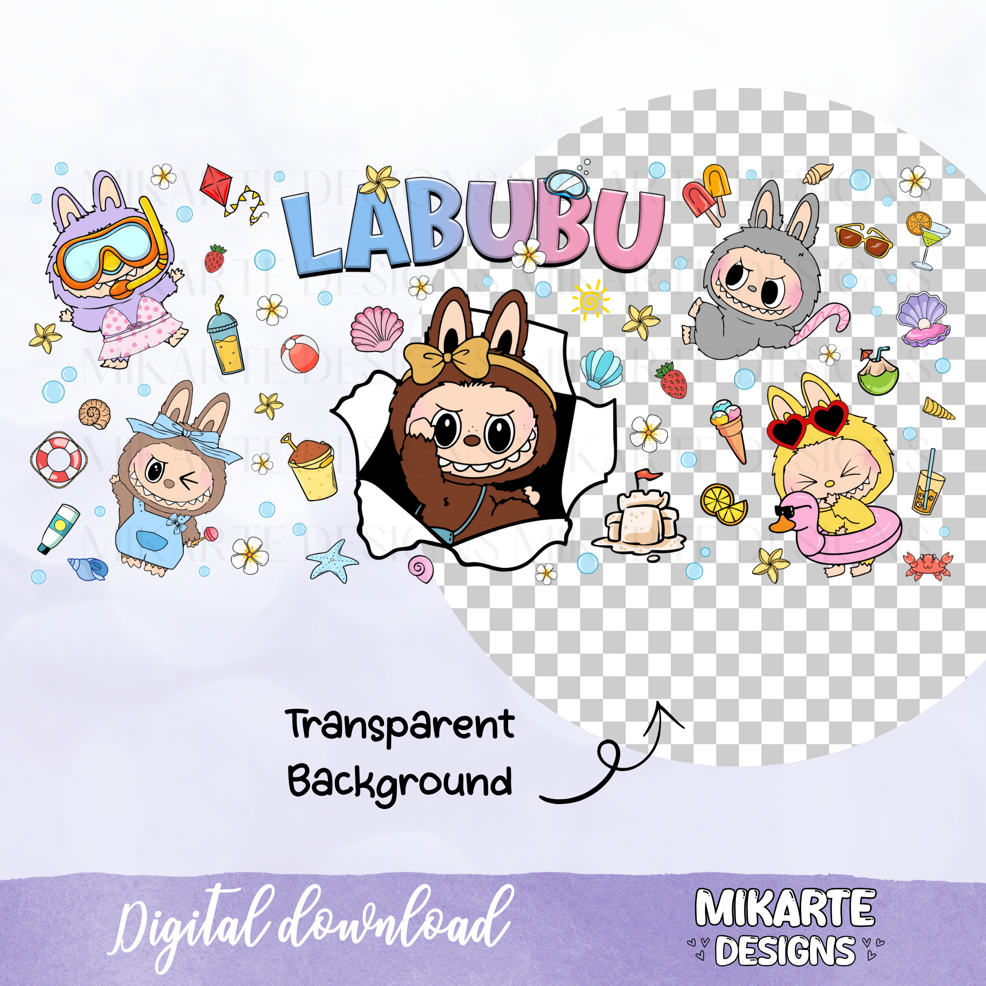 Summer Bubu | 16oz Glass Can PNG Digital Design