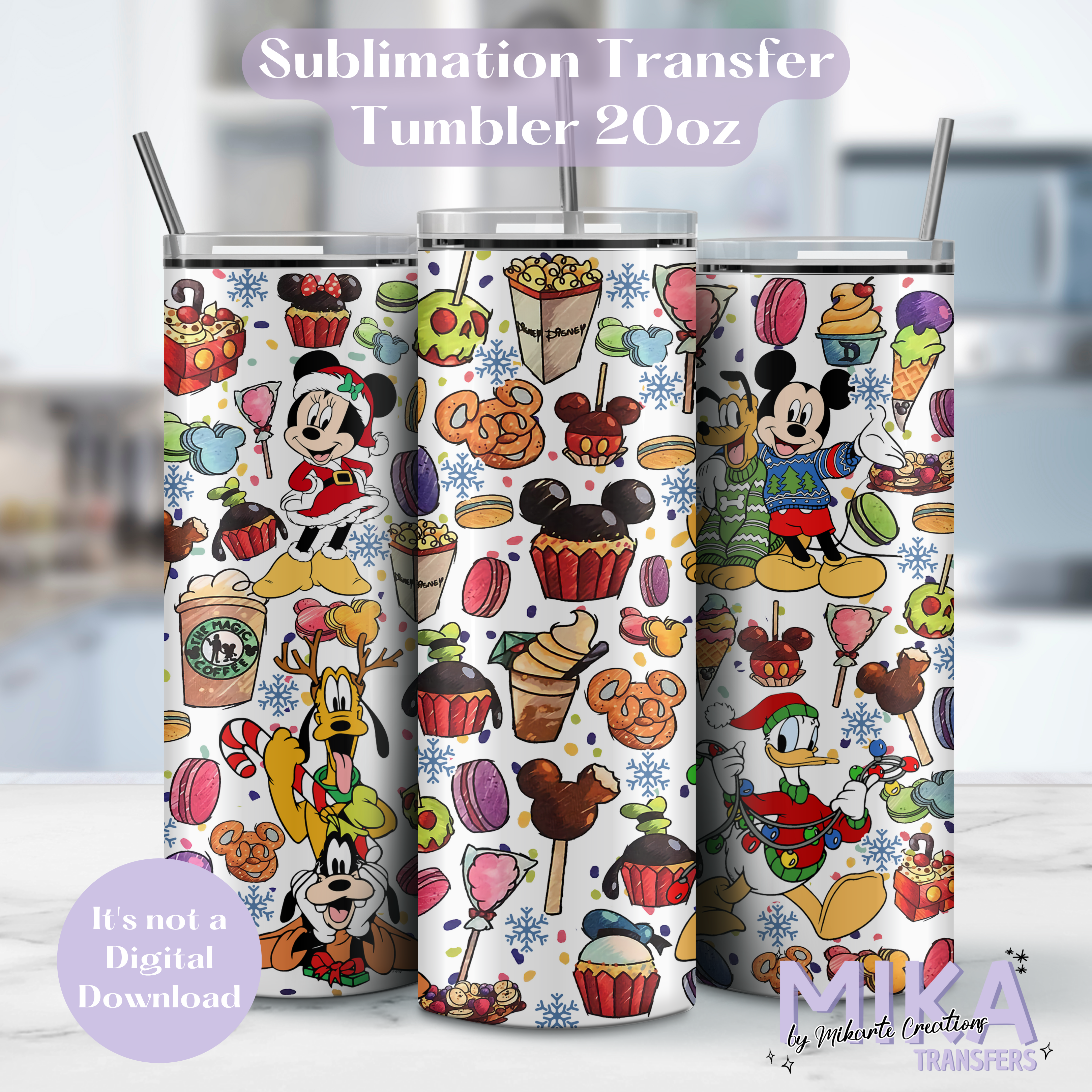 Mouse Cartoon Christmas | Tumbler Sublimation Transfer
