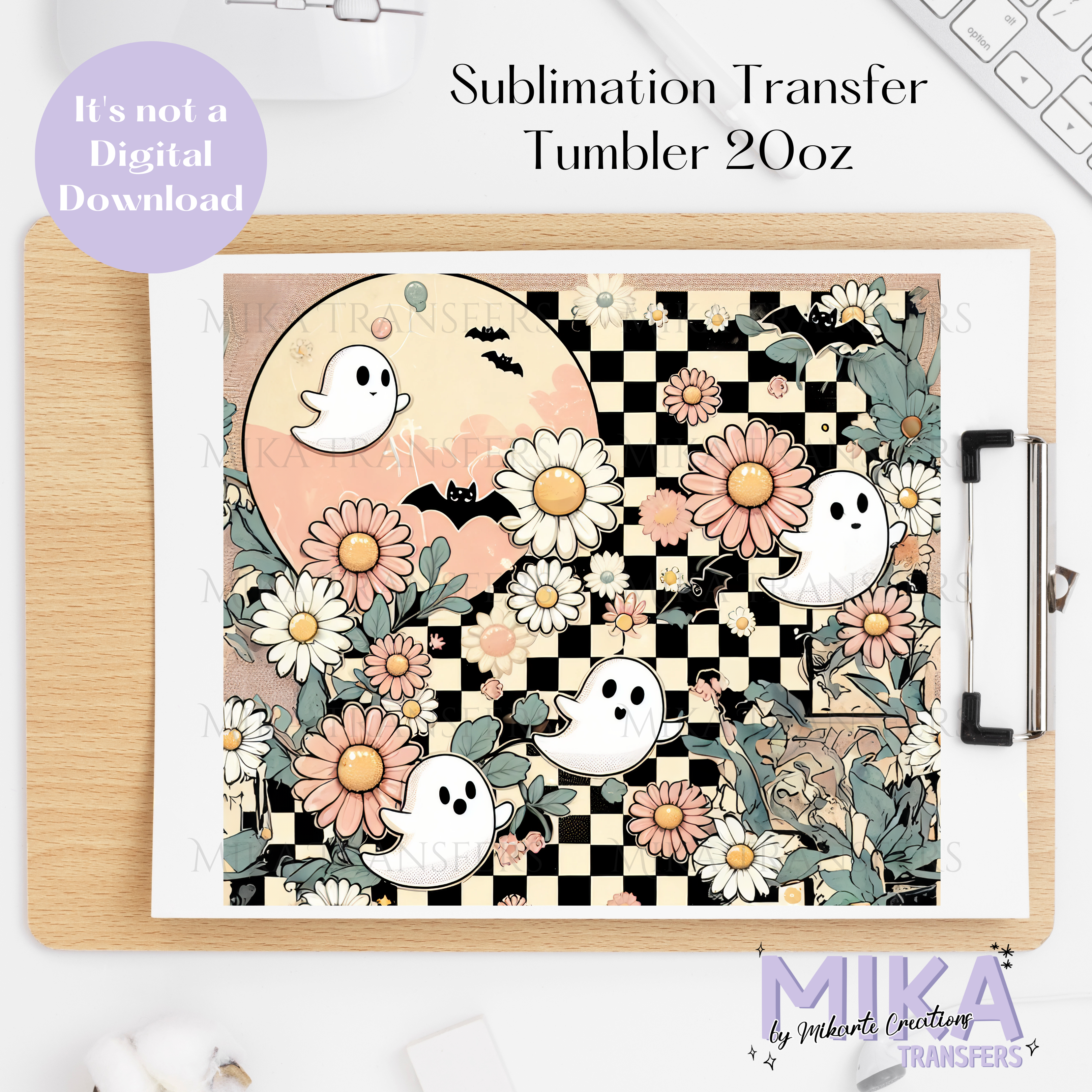 Retro Ghost Halloween - Tumbler Sublimation Transfer