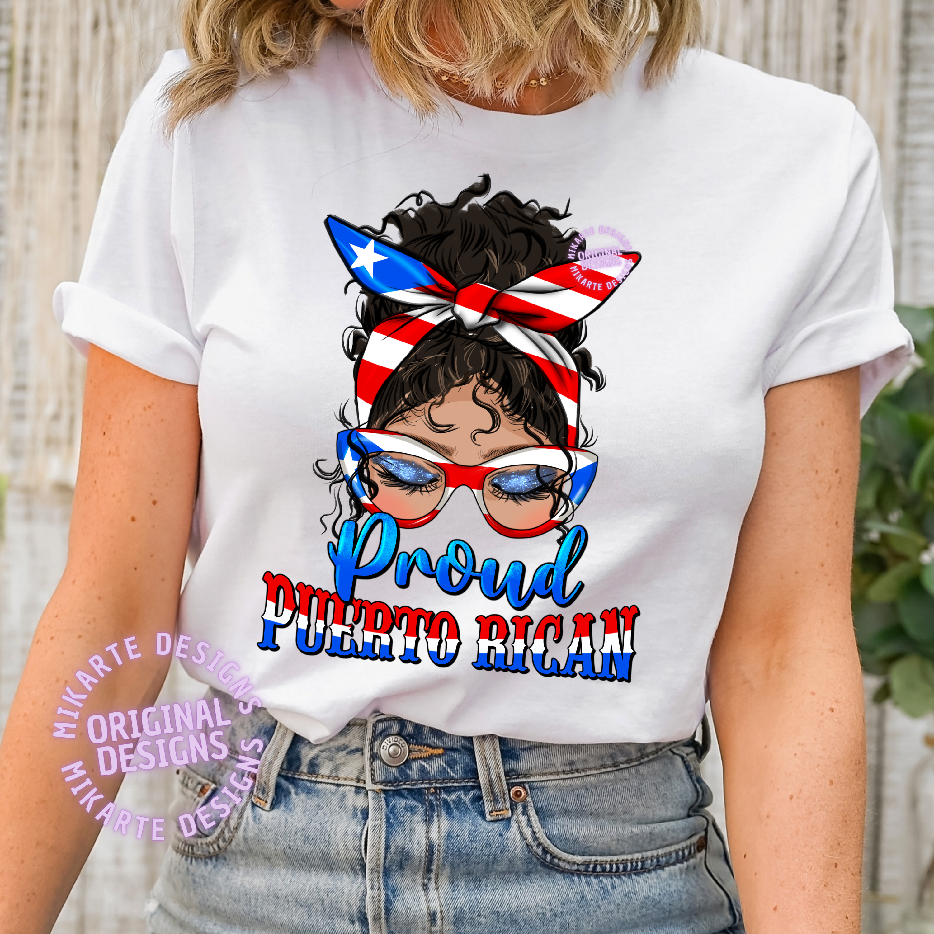Moño Desordenado Orgullosamente Puertorriqueño | Diseño Digital PNG