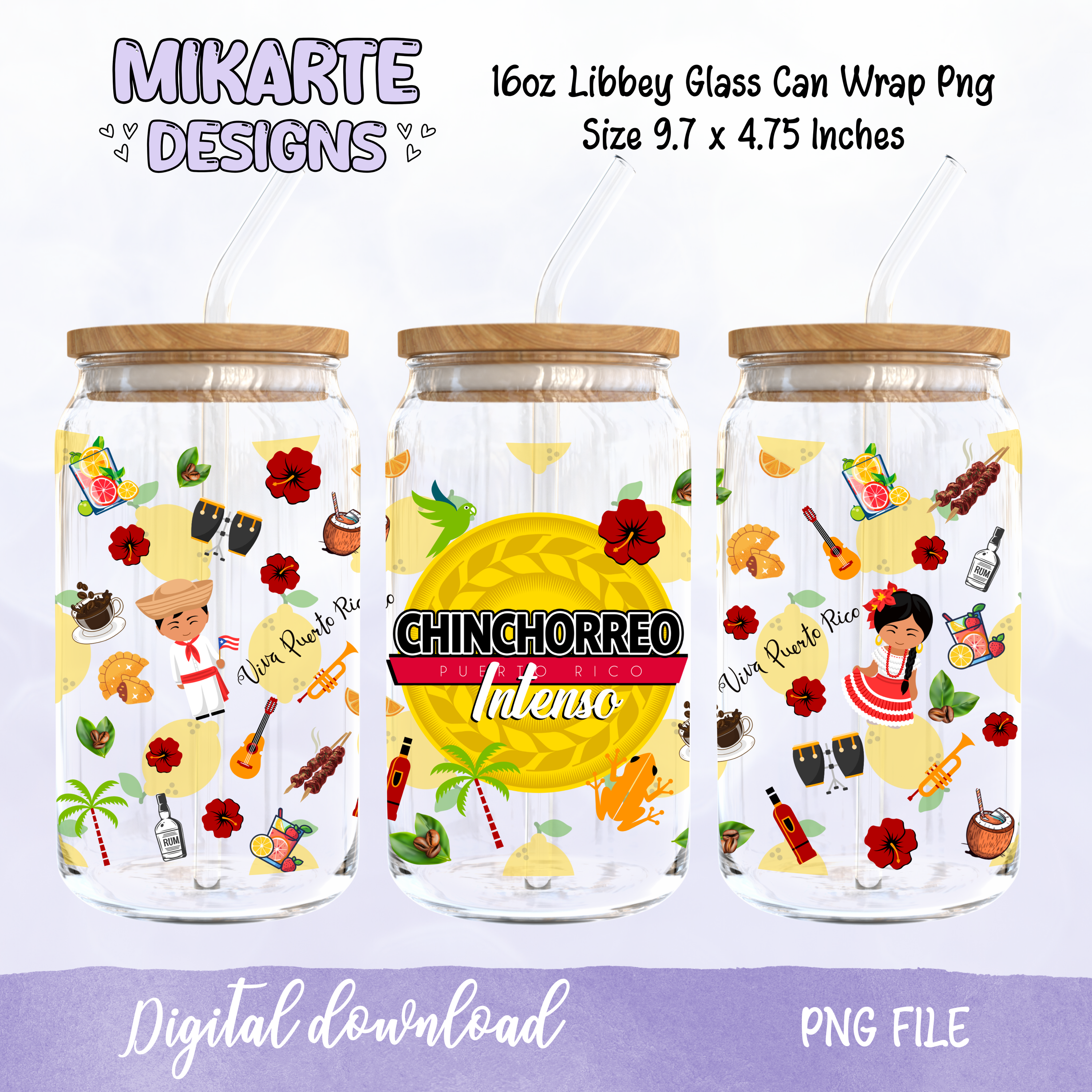 Chinchorreo Intenso | Diseño digital PNG de lata de vidrio de 16 oz