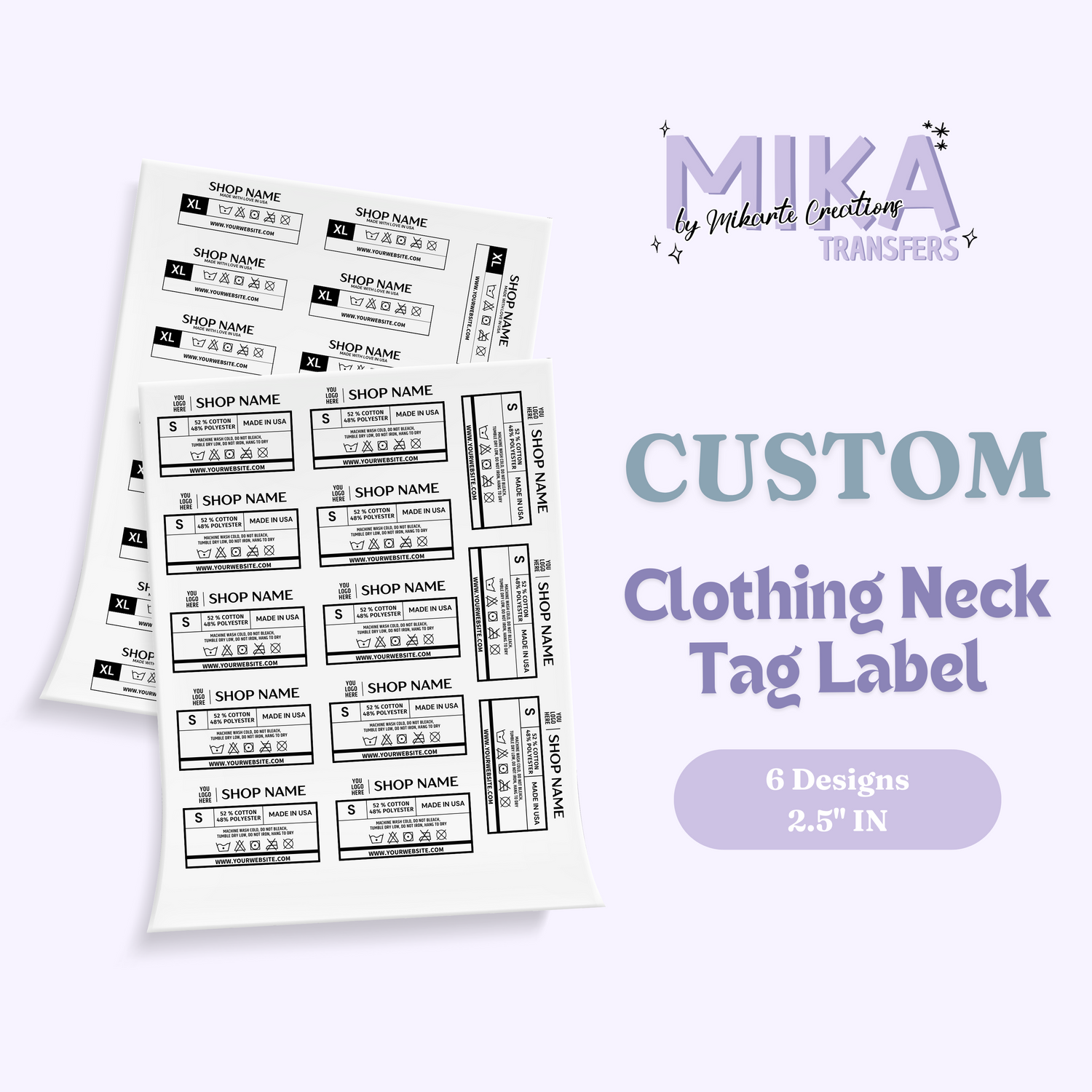 50 Clothing Neck Tag Label