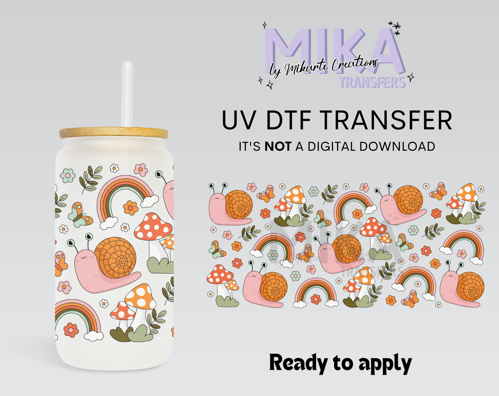 Caracol y setas | UV DTF