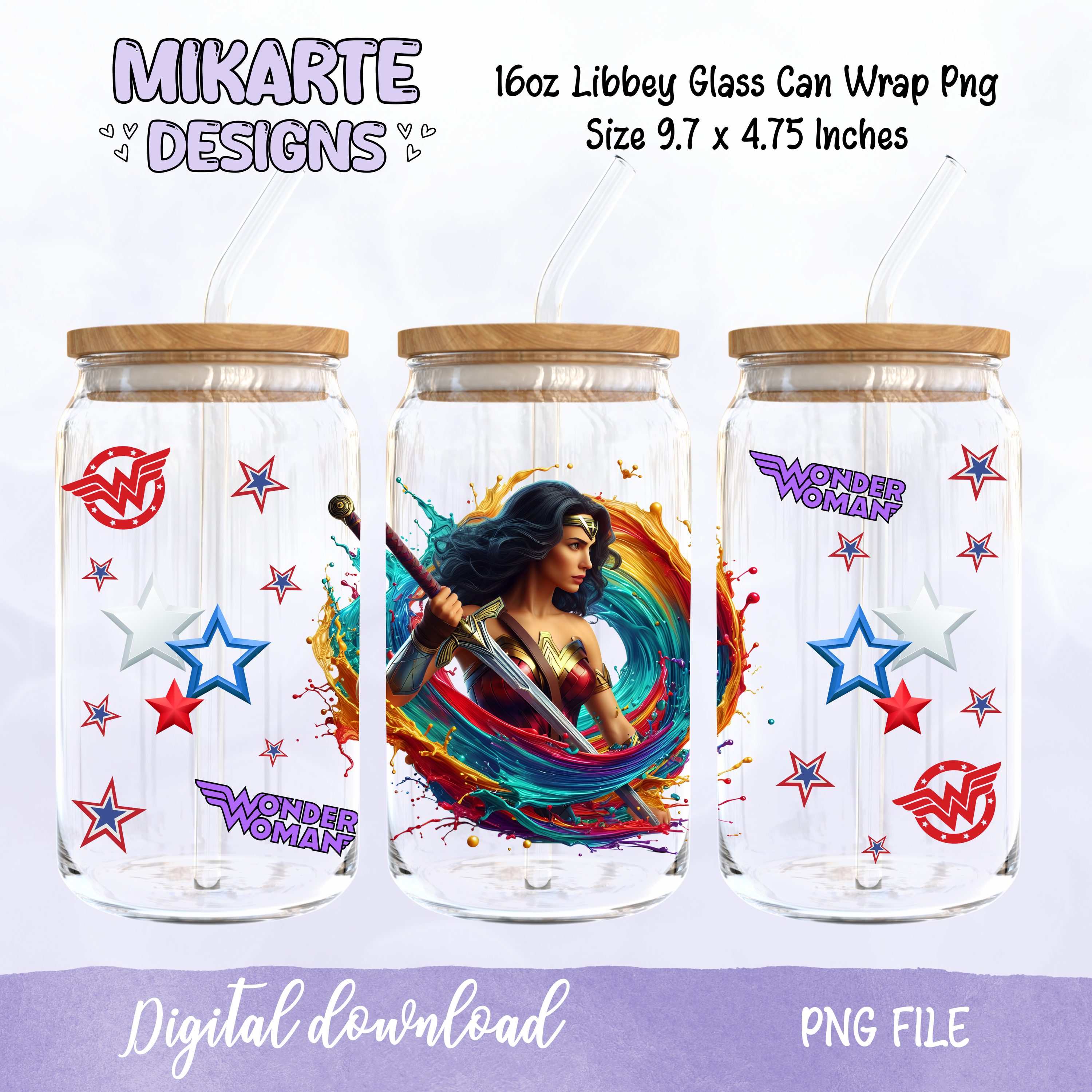 W.W. | Diseño digital PNG de lata de vidrio de 16 oz