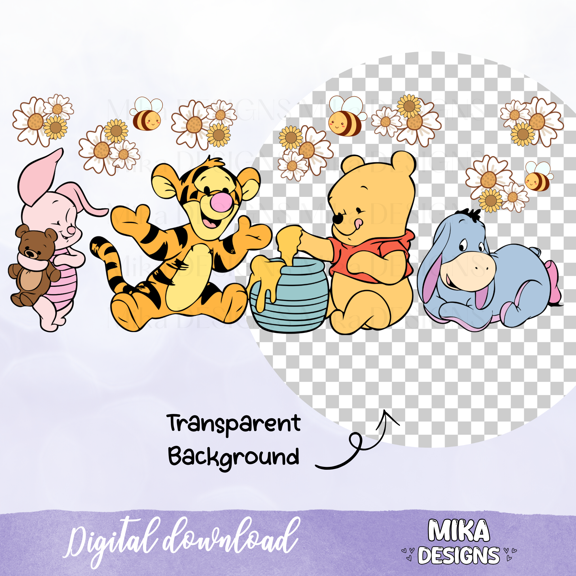 Baby Bear and Friends | 16oz Glass Can PNG Digital Design