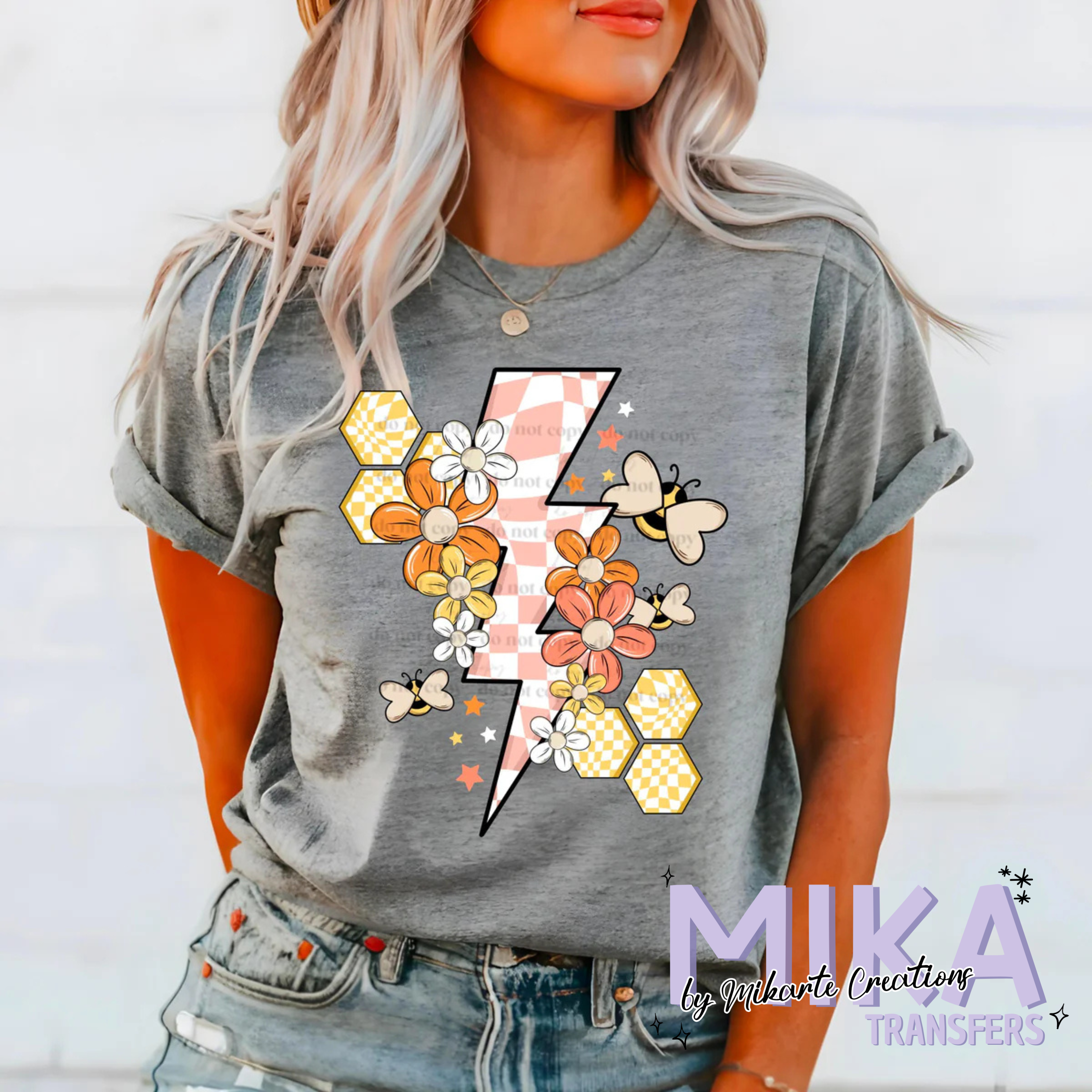 Floral Lightning Bolt | DTF Transfer