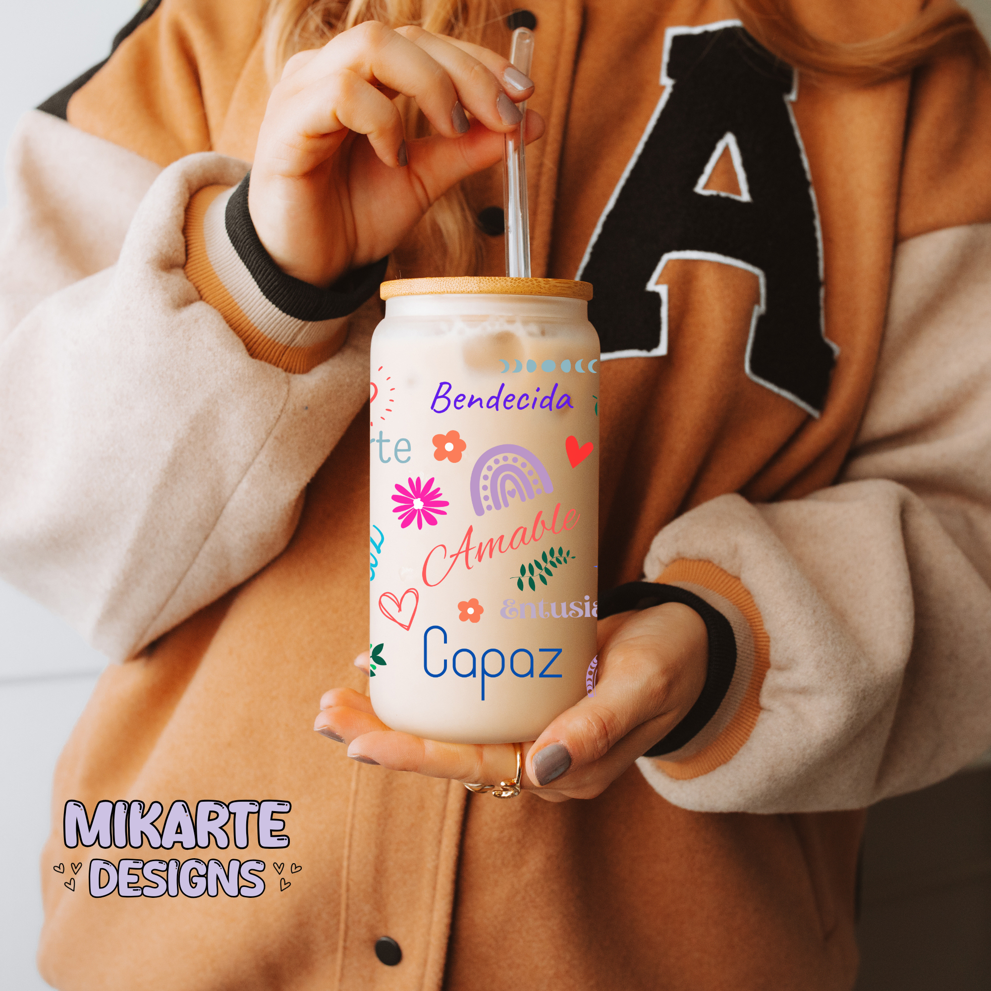 Inspiración Multi Color | 16oz Glass Can PNG Digital Design