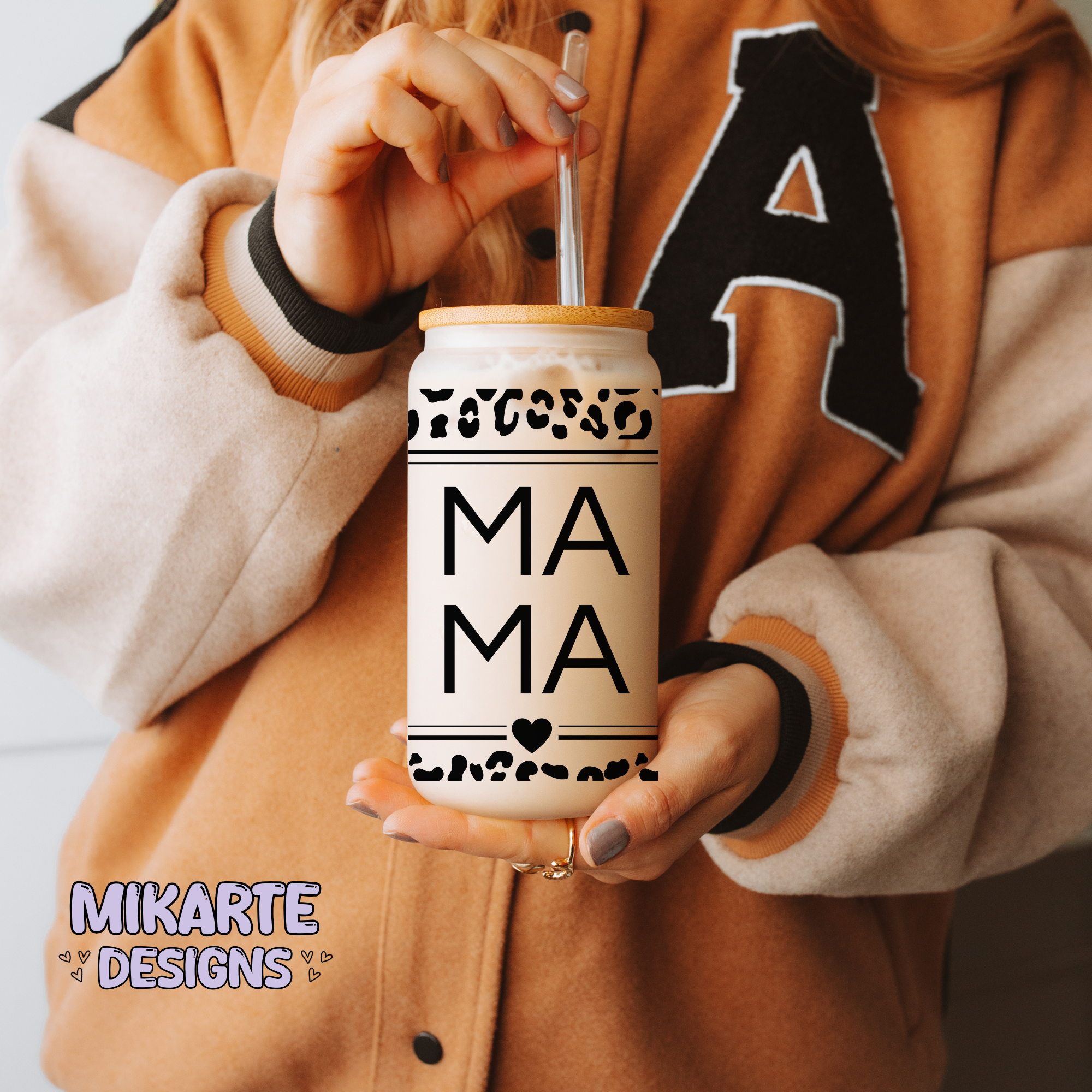 Mama Animal Print | 16oz Glass Can PNG Digital Design