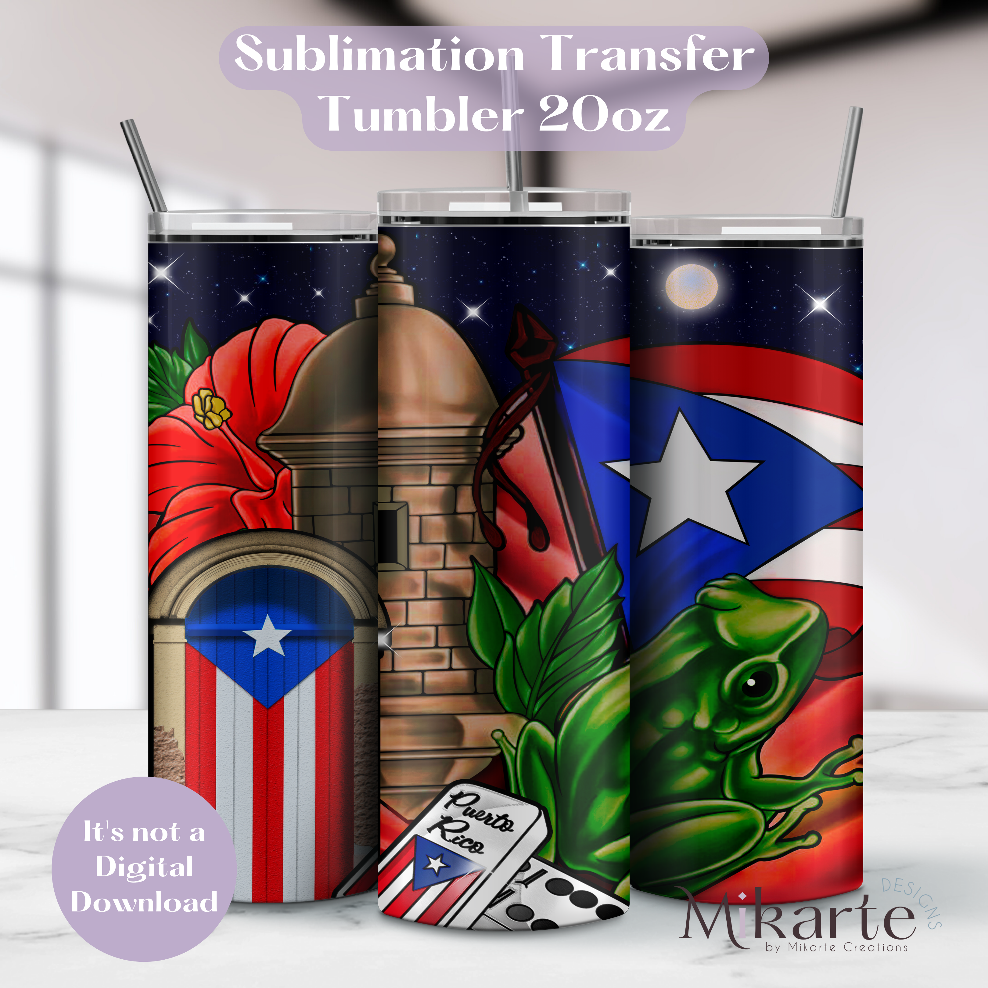 Puerto Rico - Tumbler Sublimation Transfer