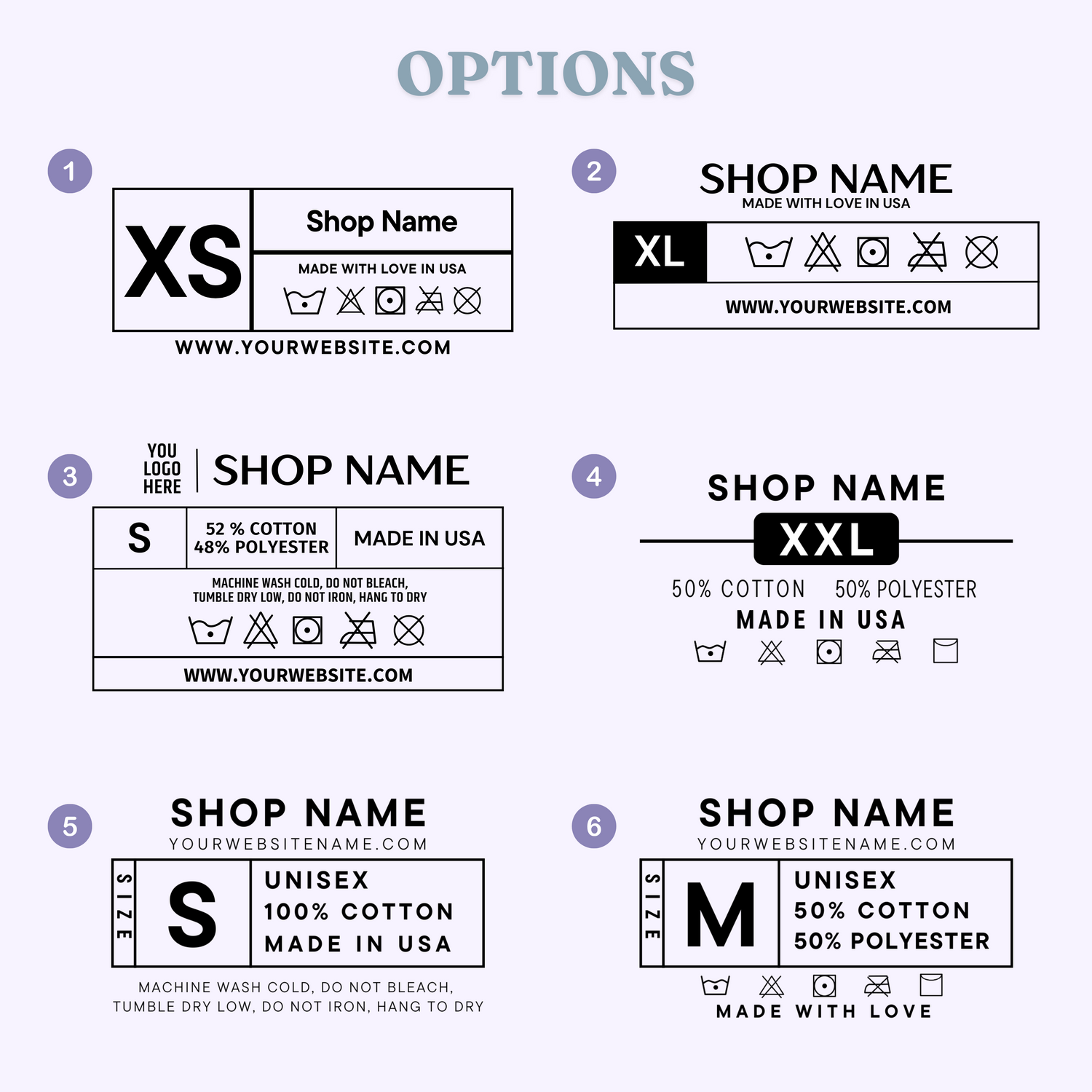 50 Clothing Neck Tag Label