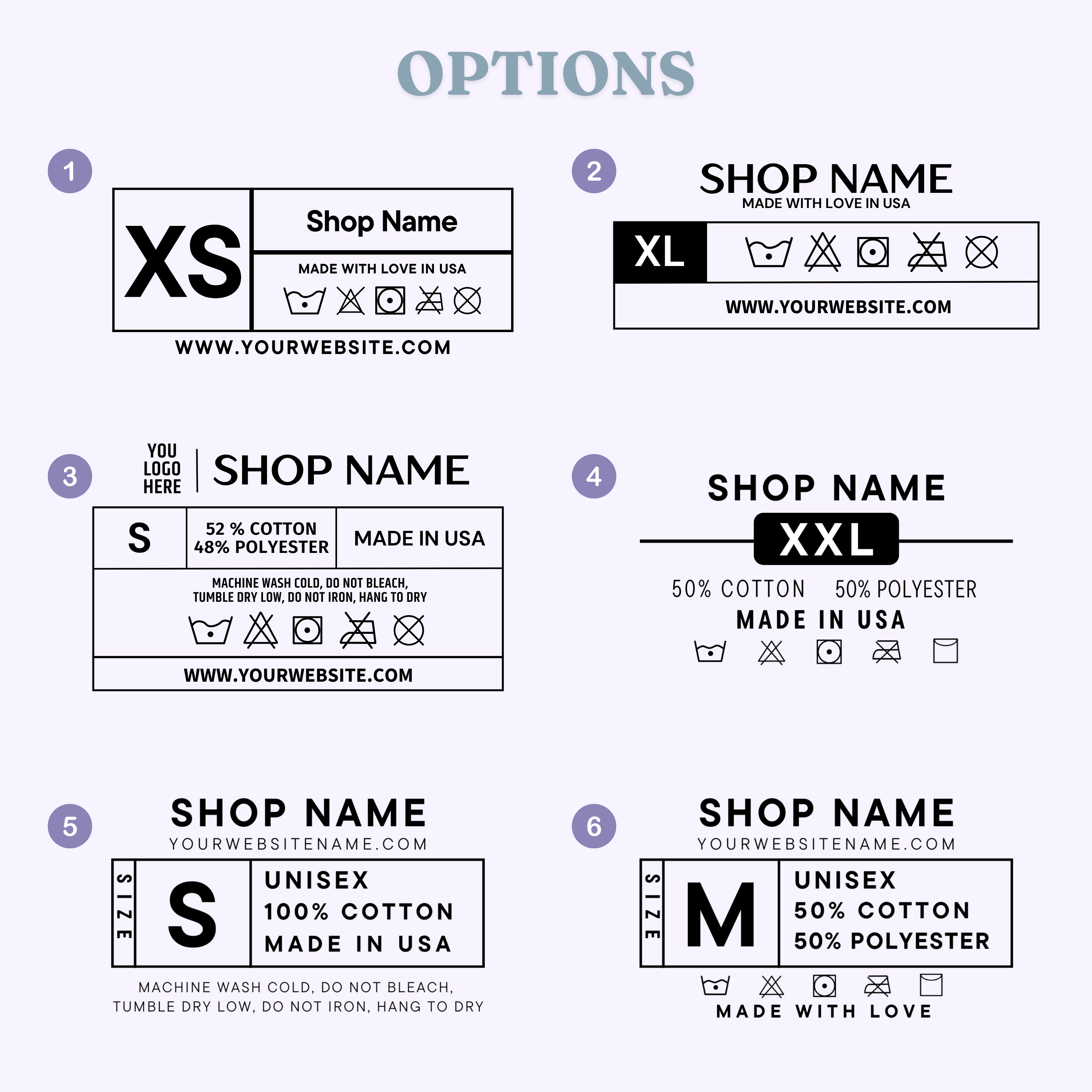 50 Clothing Neck Tag Label