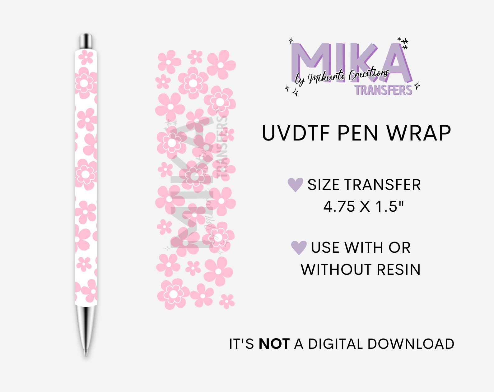 Pink Flowers | UVDTF Pen Wrap