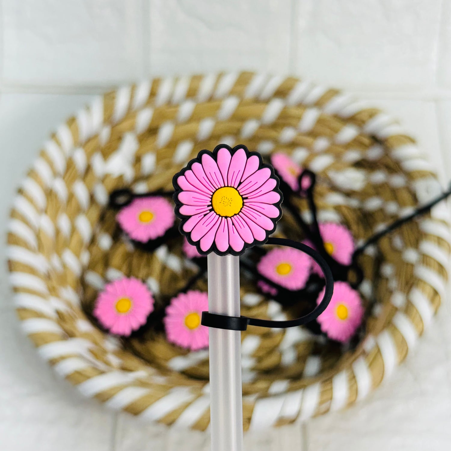 Pink flower | Straw Topper