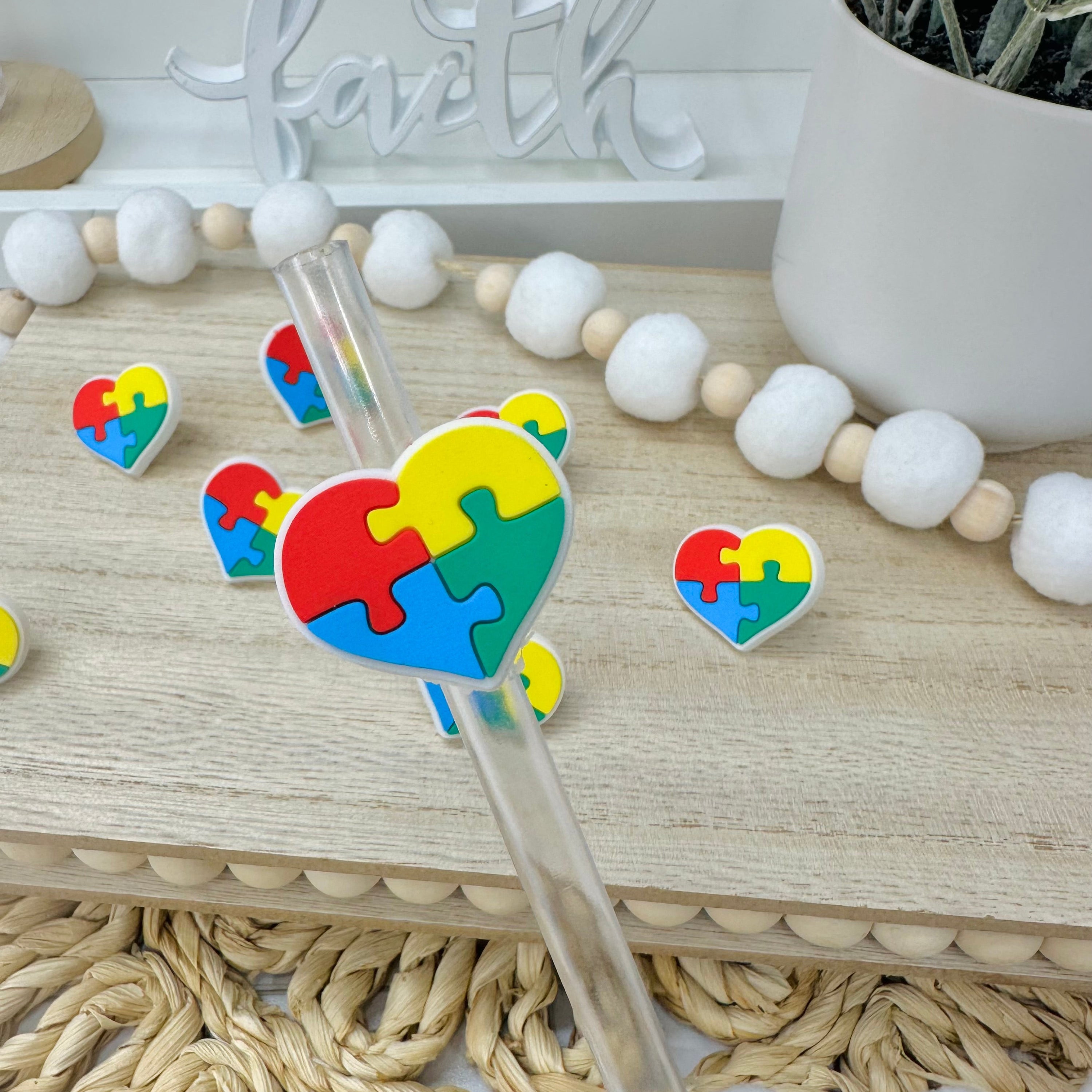 Corazón de Autismo | Accesorios para pajitas