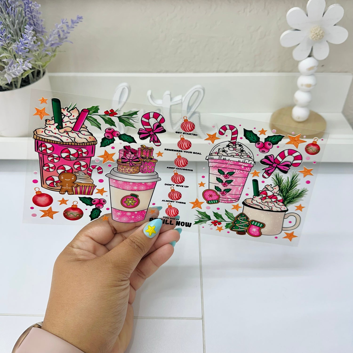 Christmas Pink Drinks | UV DTF Wrap