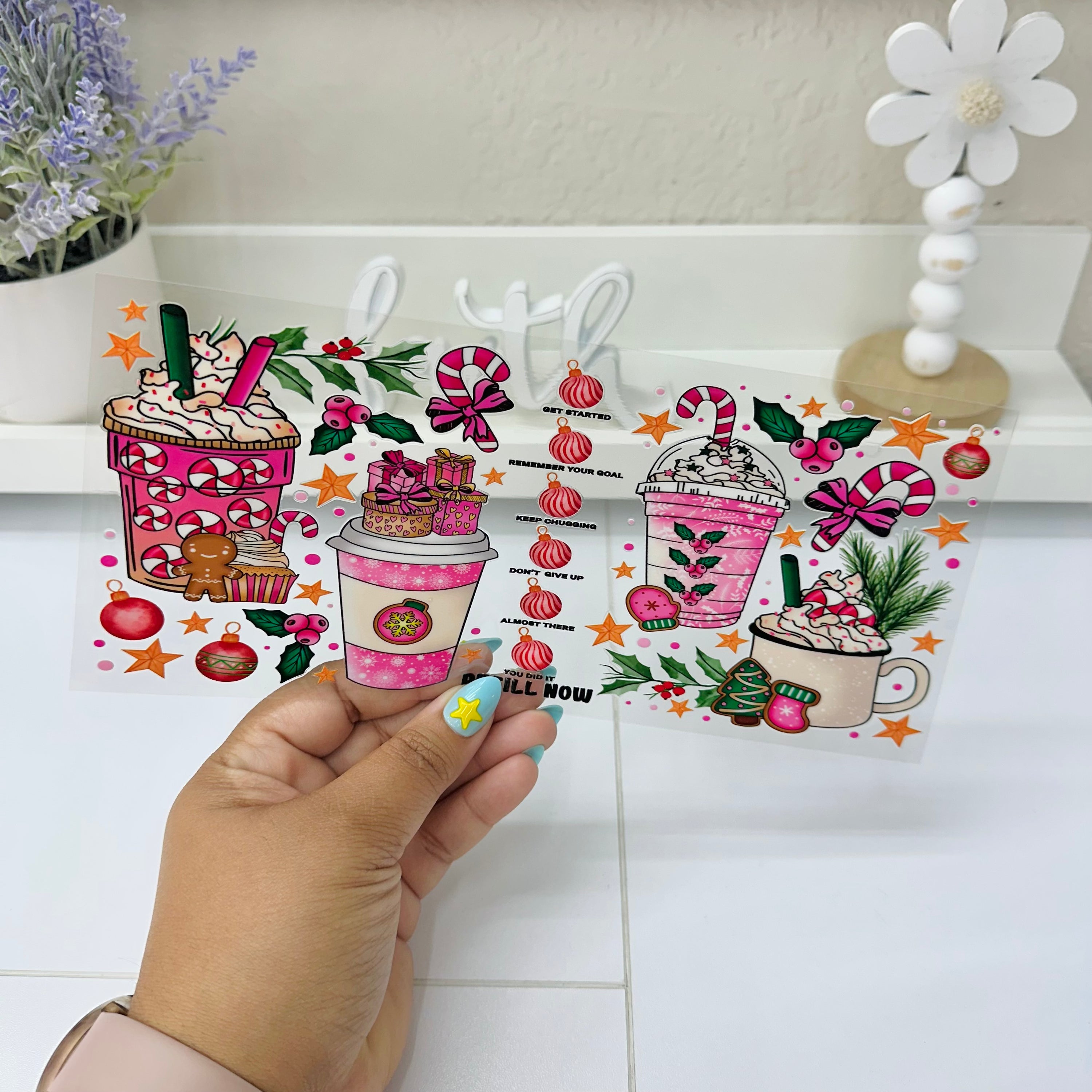 Christmas Pink Drinks | UV DTF Wrap
