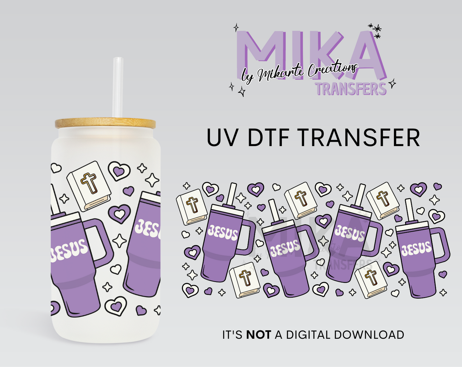 Purple Jesus cup | UV DTF Wrap
