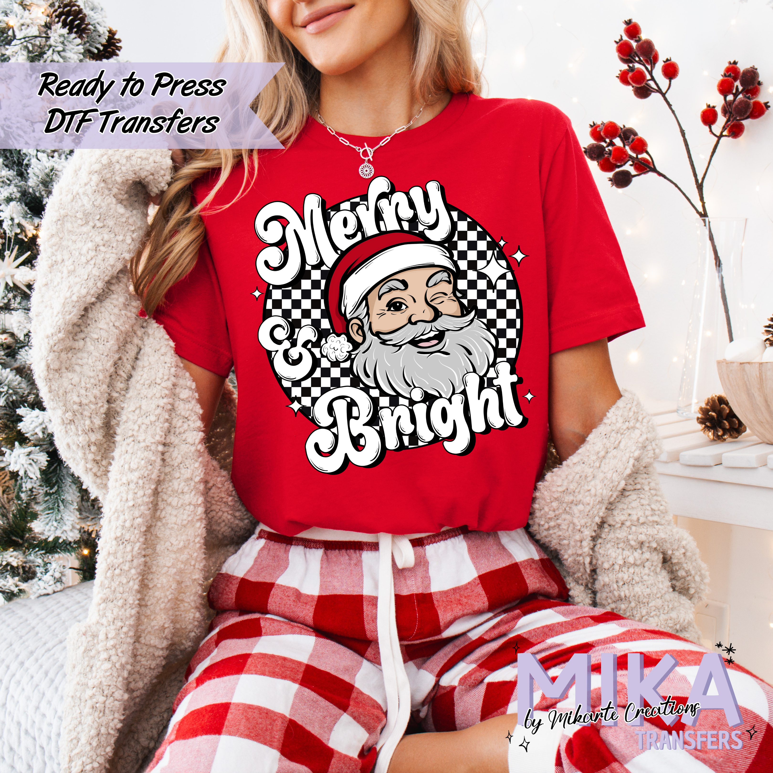 Merry and Bright Santa | DTF transfers