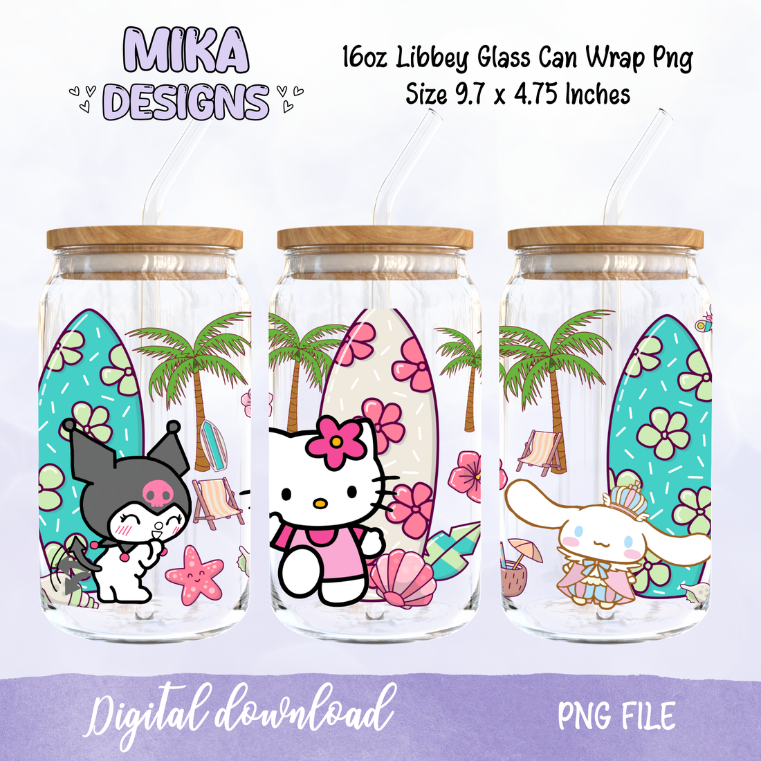 Kat Summer | 16oz Glass Can PNG Digital Design