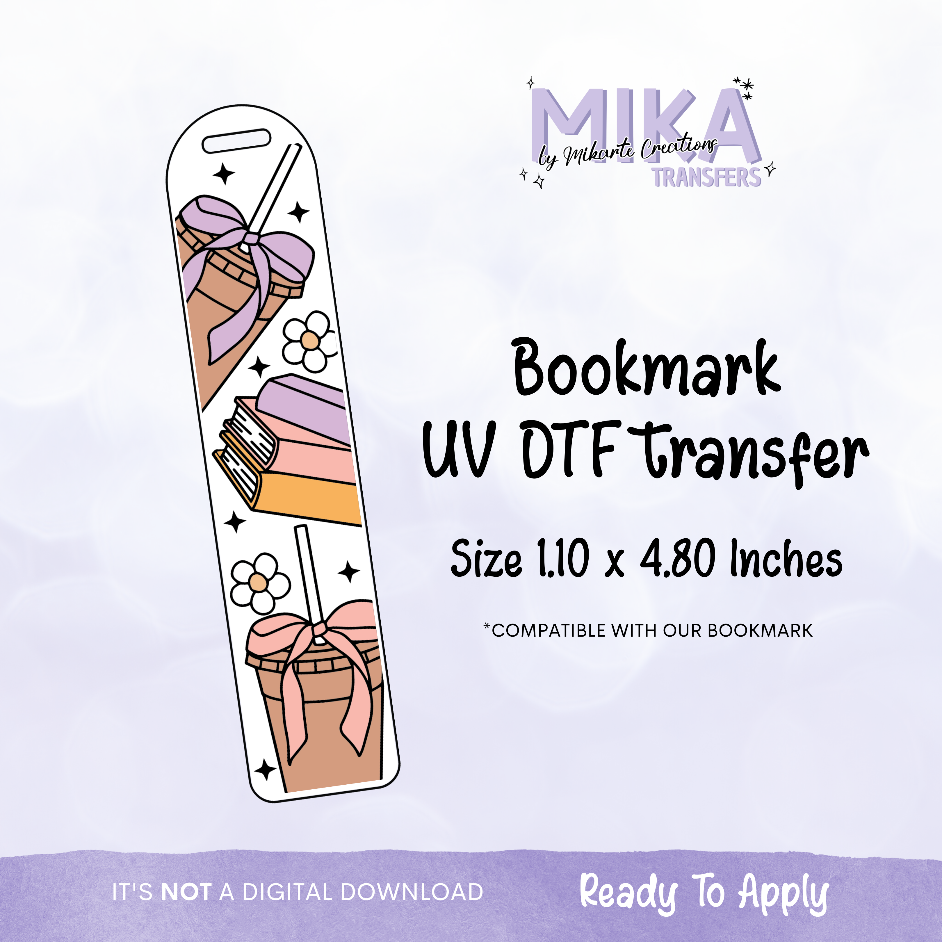 Iced Coffee with flower | Bookmark UV DTF
